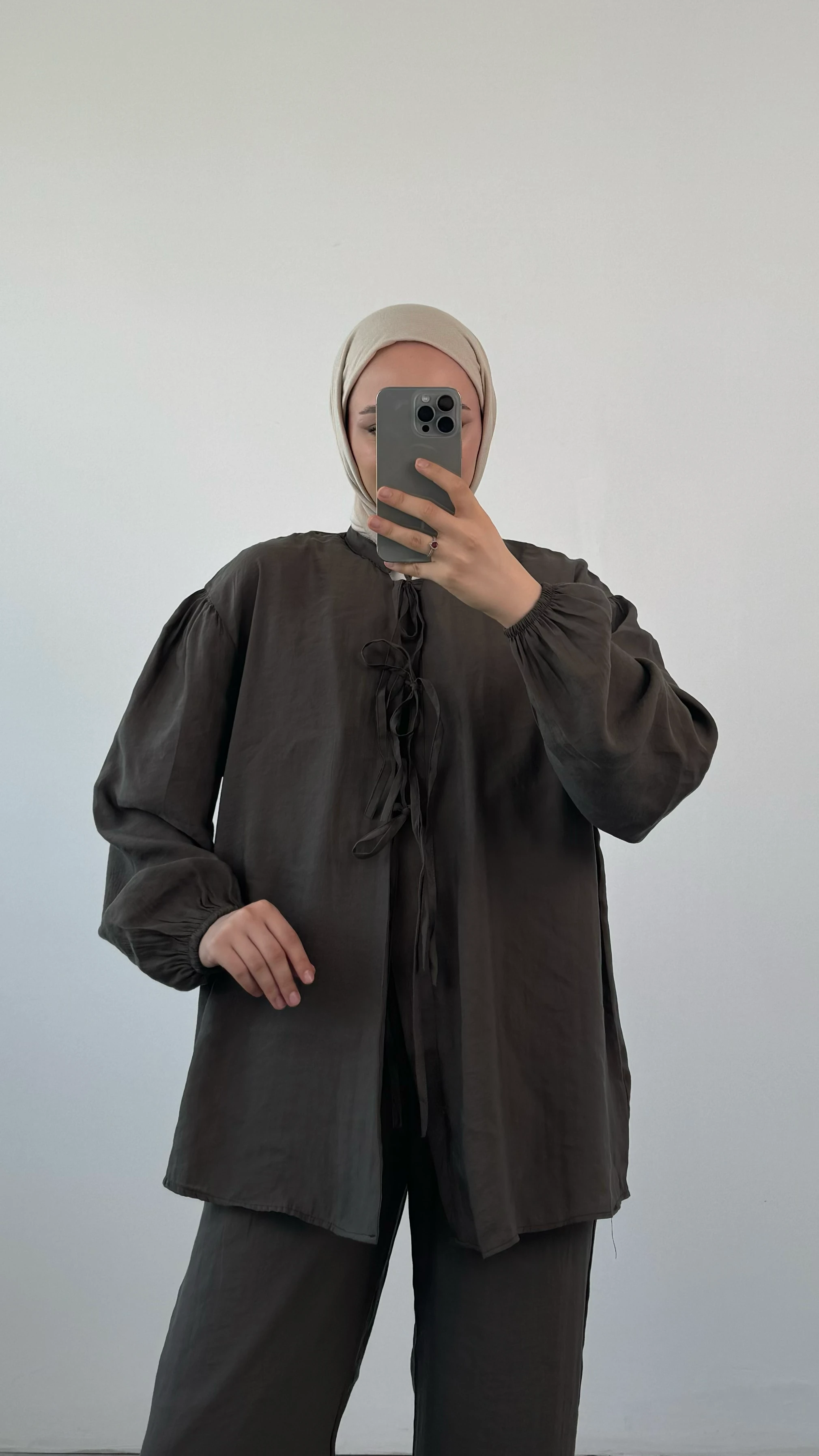 Tencel Önden Bağlamalı Kimonolu Takım Koyu Haki