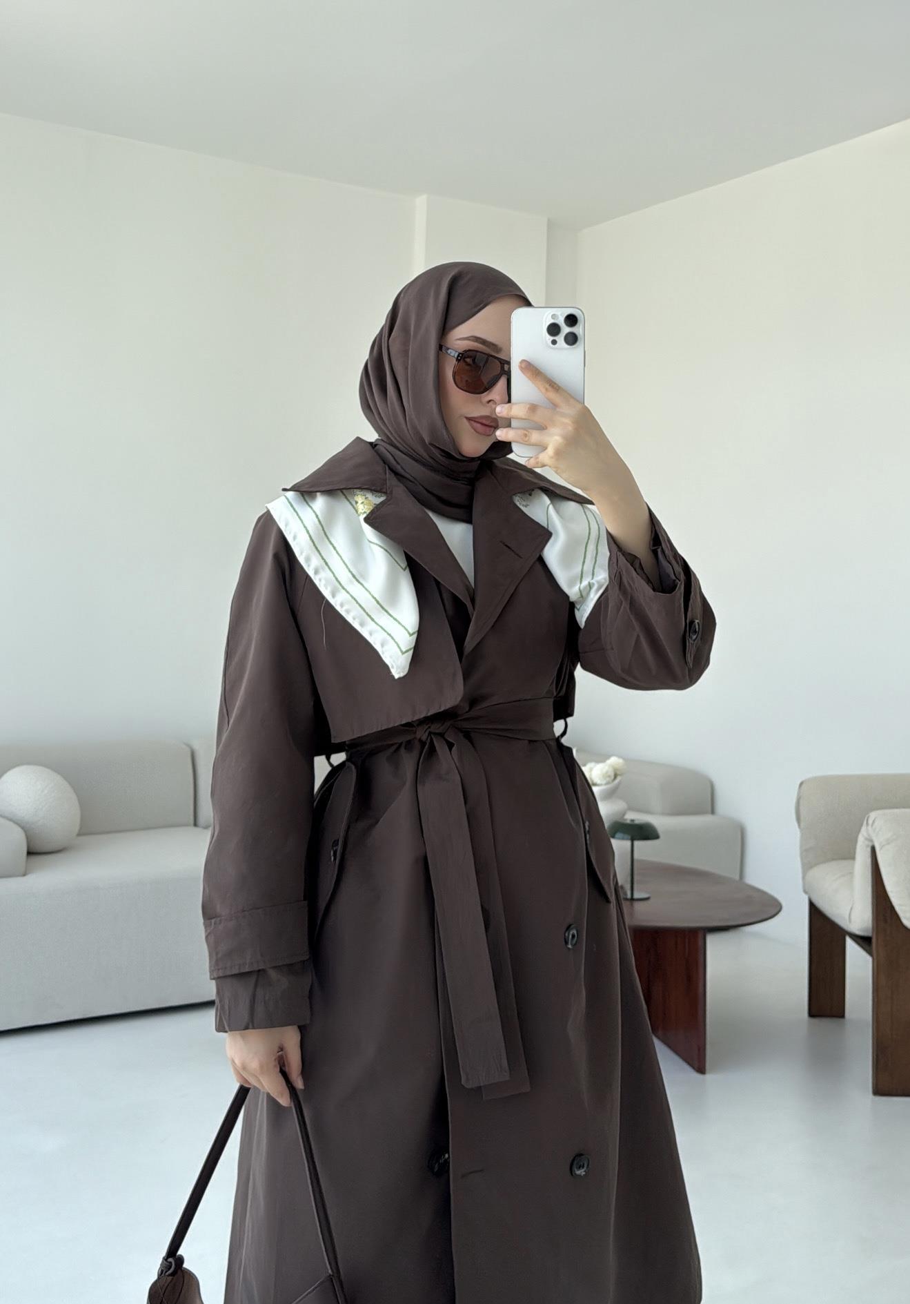 Kuşaklı Premium Trençkot Kahve