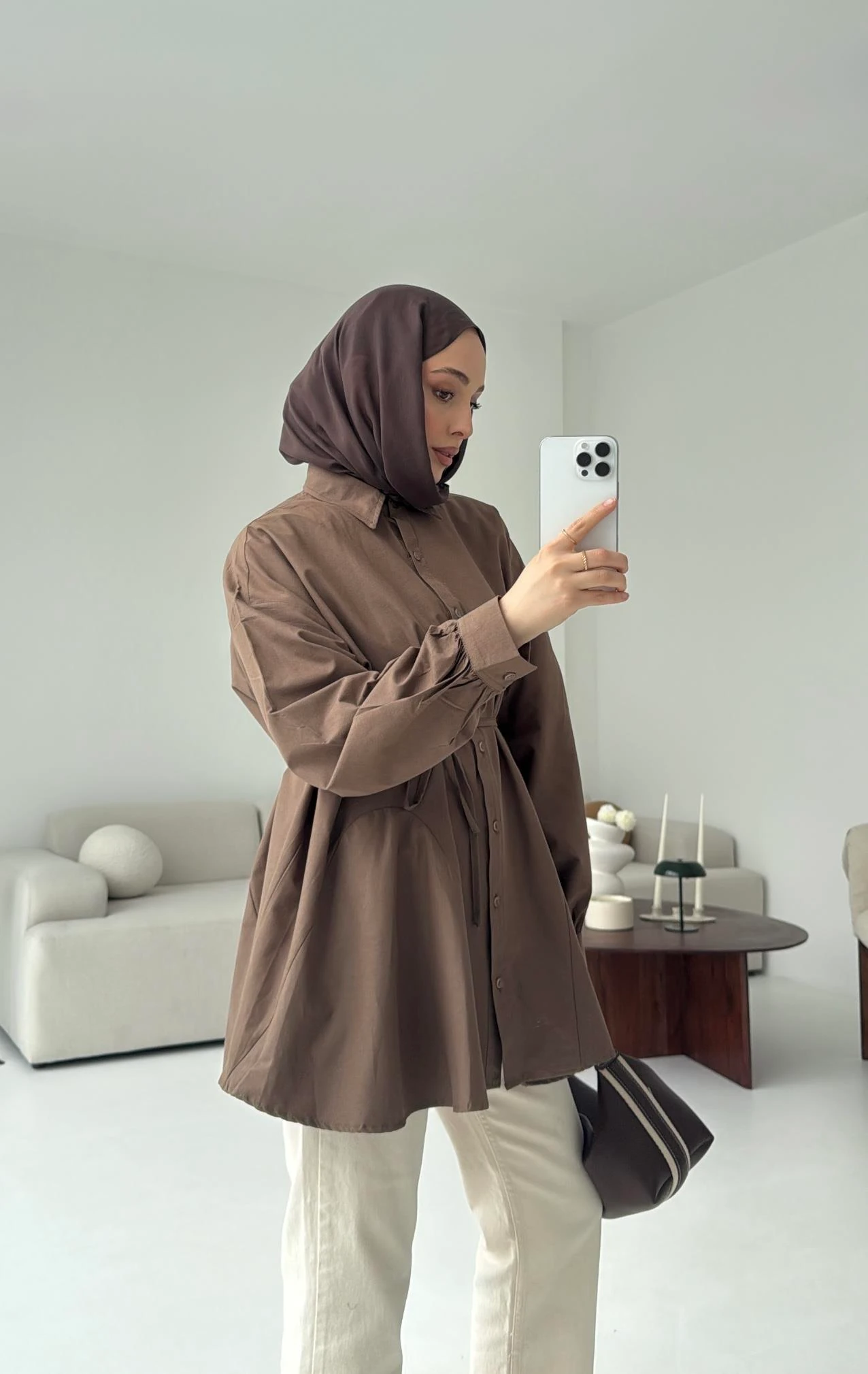 Volanlı Kahve Gömlek