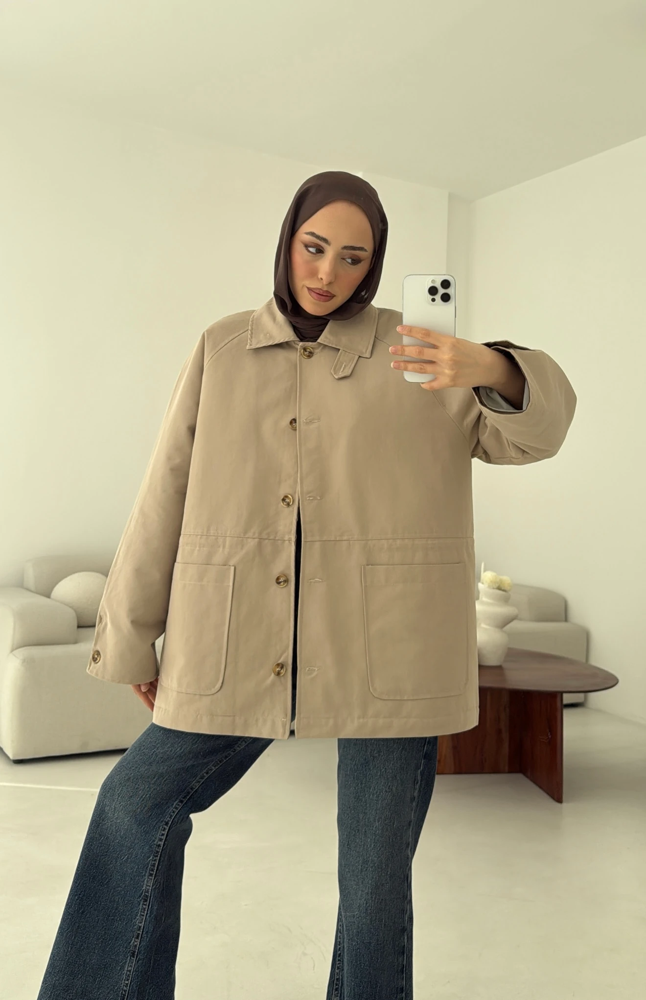 Beli Kordonlu Dolgulu Ceket Bej