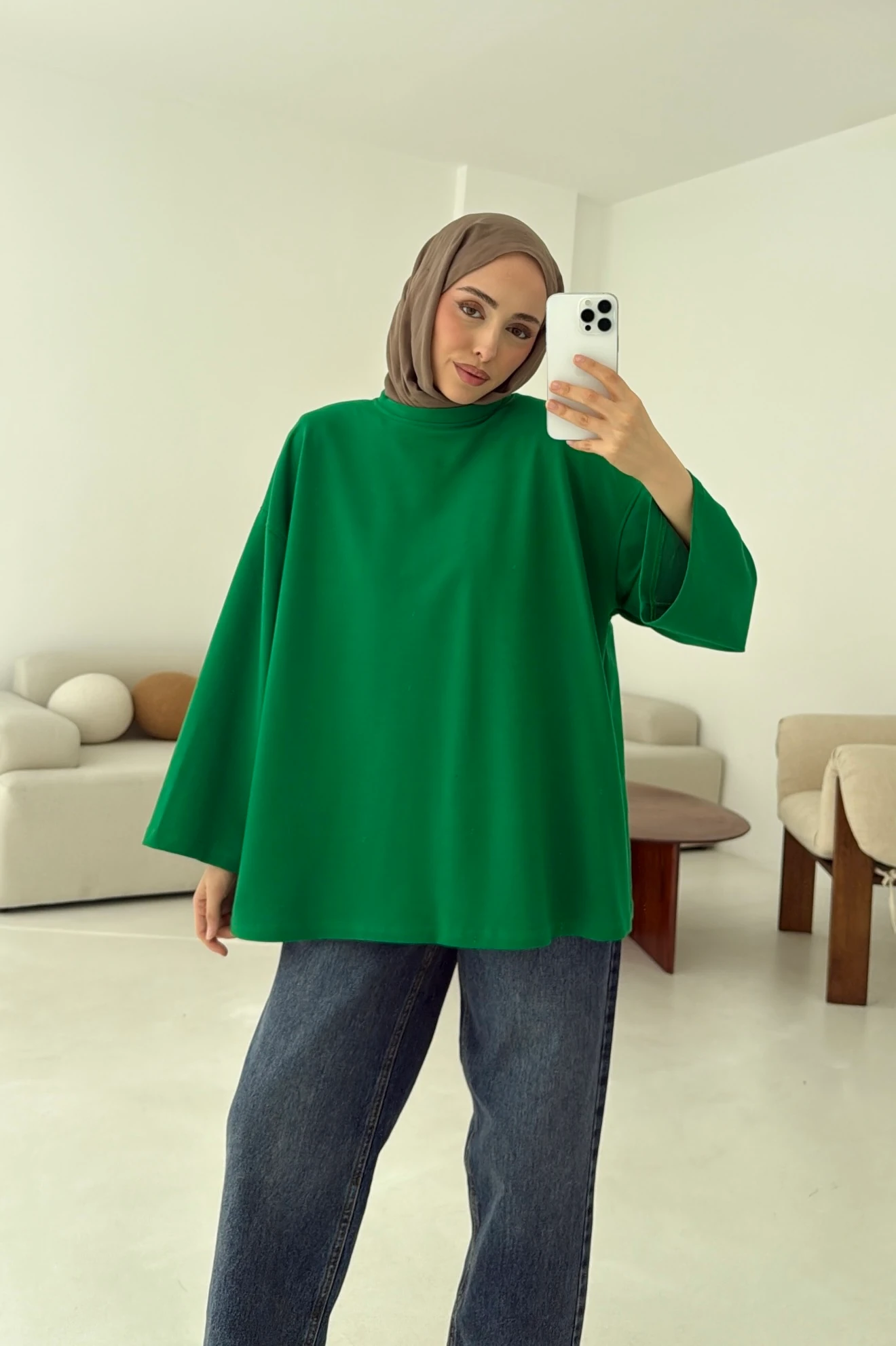 Basic İki İplik Sweat Yeşil