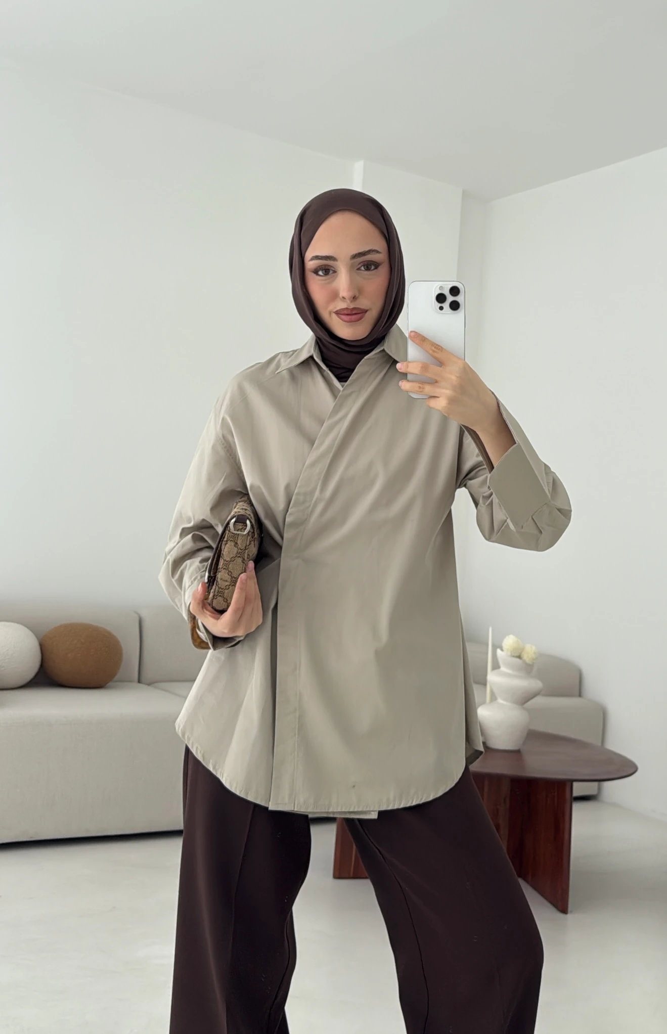 Yandan Düğmeli Gömlek Taş