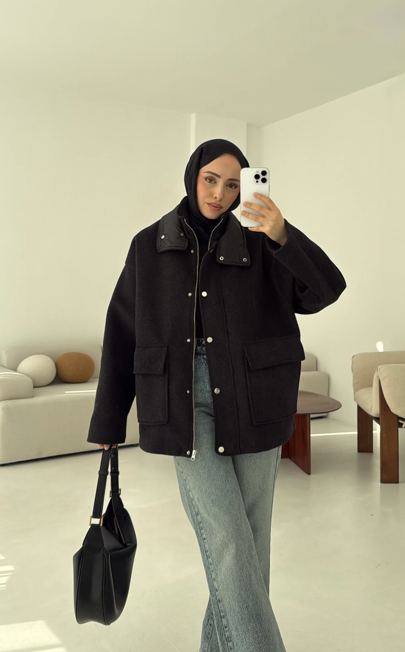 Klapalı Tasarım Kaban Kırçıllı Siyah