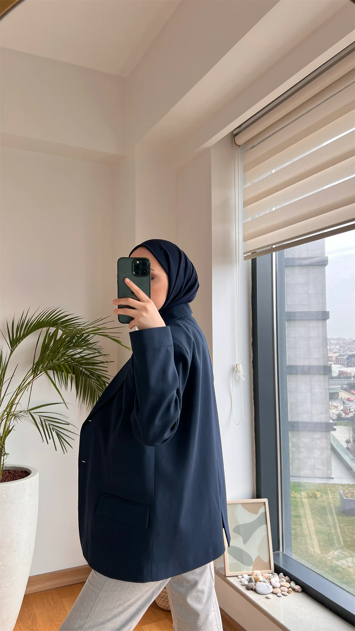 Oversize Kesim Blazer Ceket Lacivert