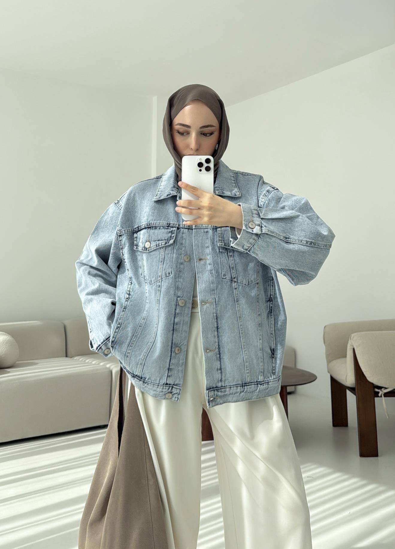 Oversize Mavi Denim Ceket