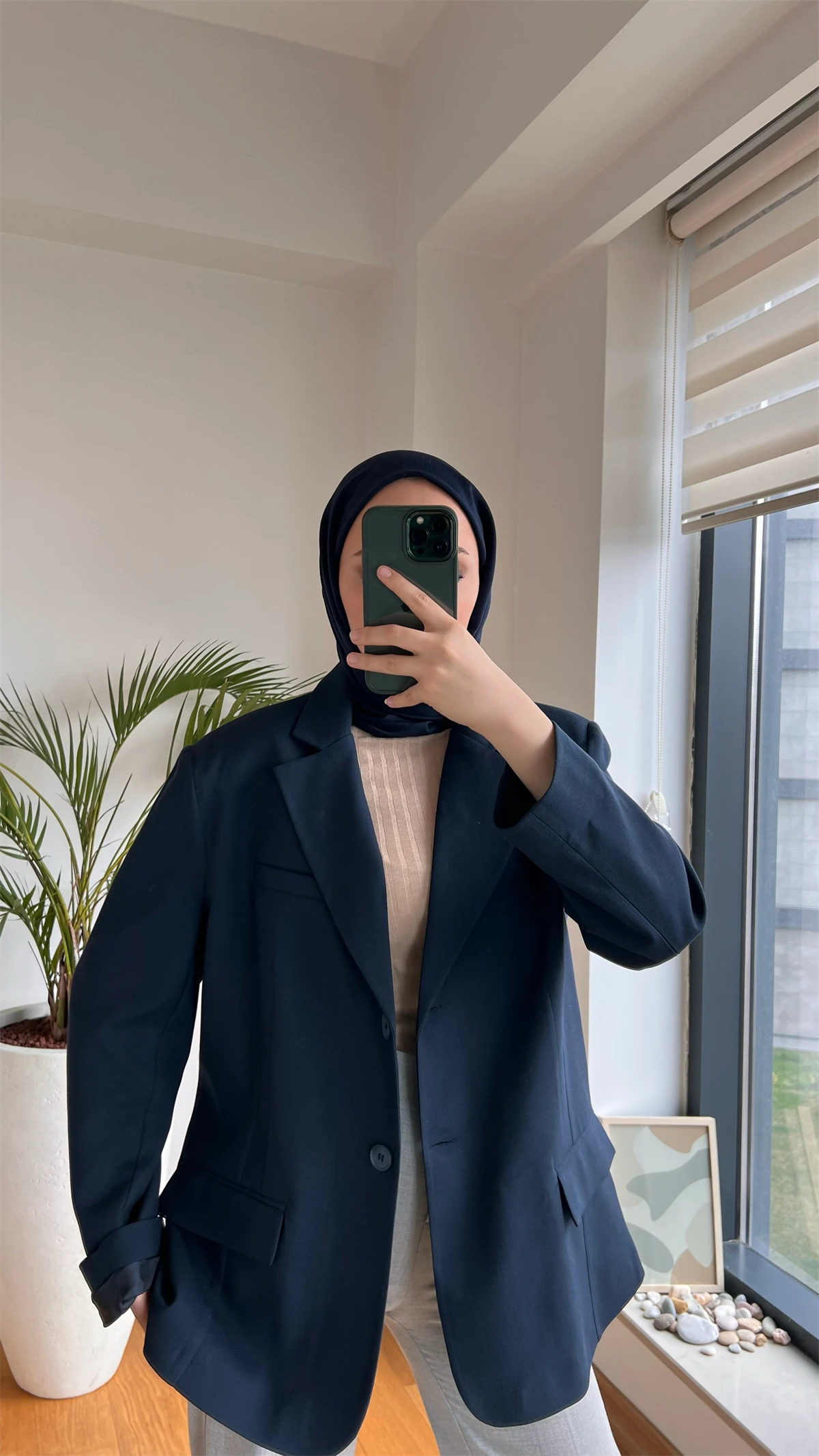 Oversize Kesim Blazer Ceket Lacivert