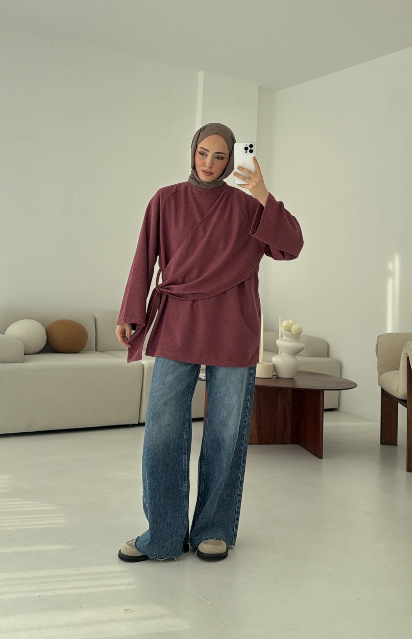 Yandan Şallı Tunik Gül