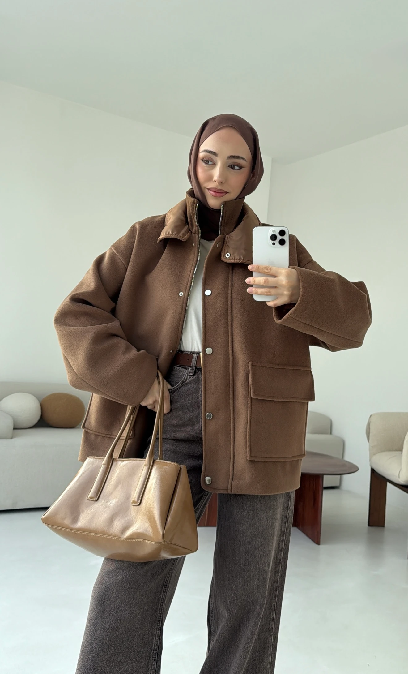 Klapalı Tasarım Kaban Kestane Kahve