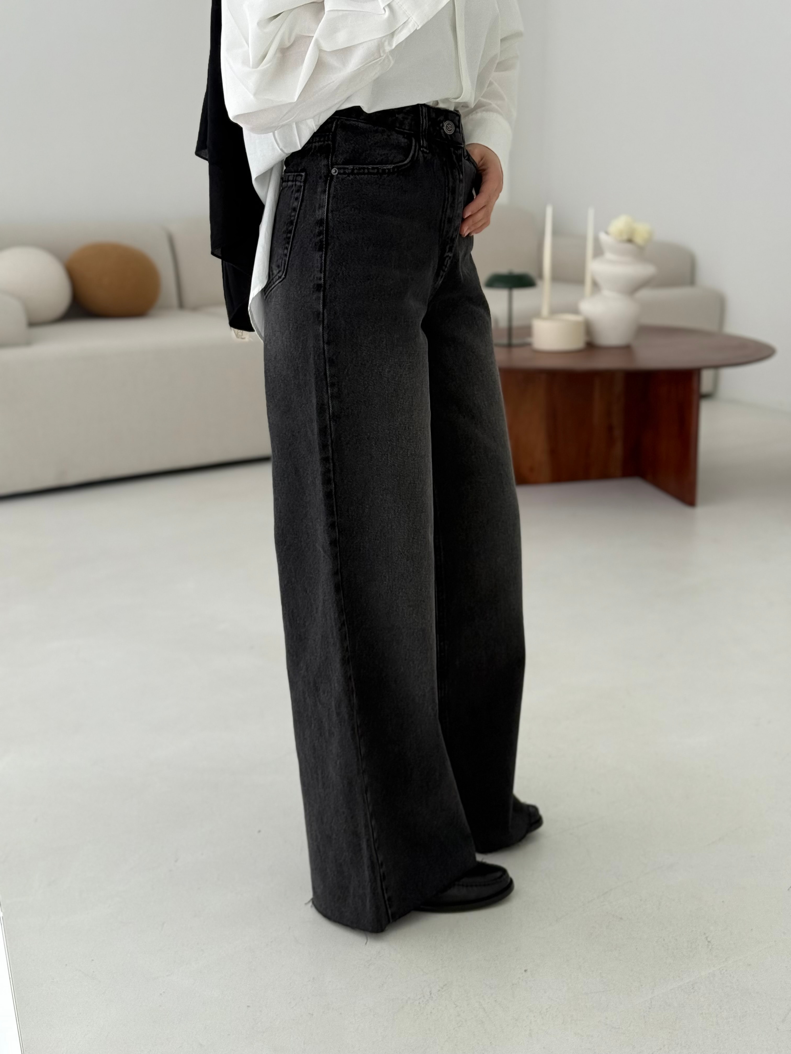 Wide Leg Yıkamalı AntarsitPantolon