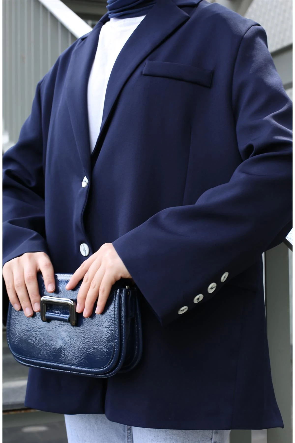 Lacivert Dadfit Oversize Blazer