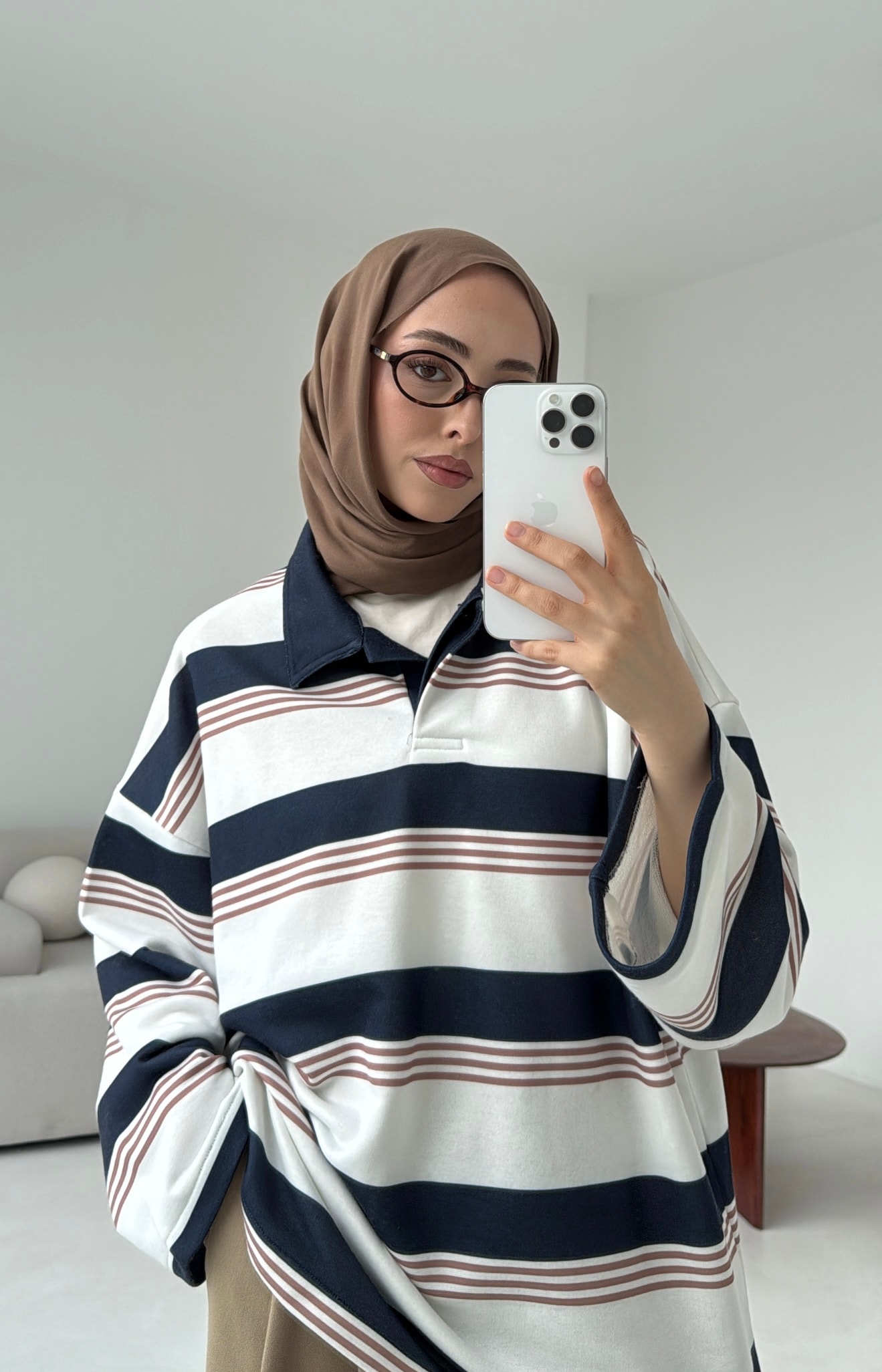 Fleece Polo Yaka Sweatshirt Lacivert