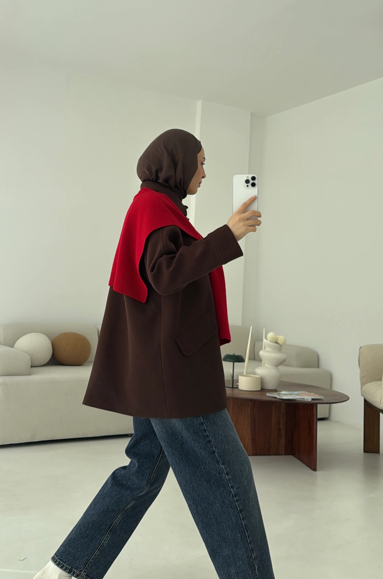 Ön Düğmeli Kaban Kahve