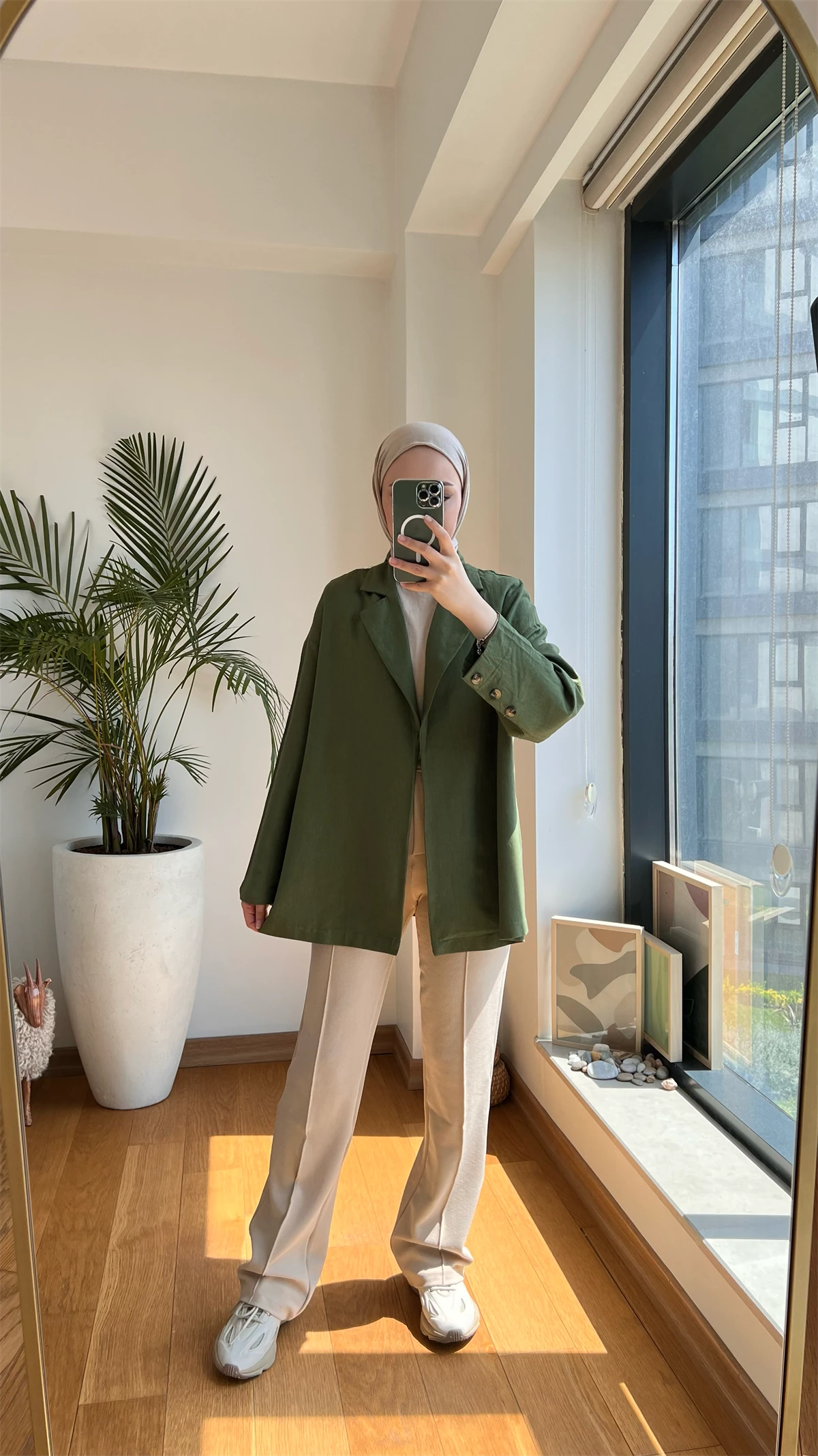 Kruvaze Yazlık Ceket Yeşil