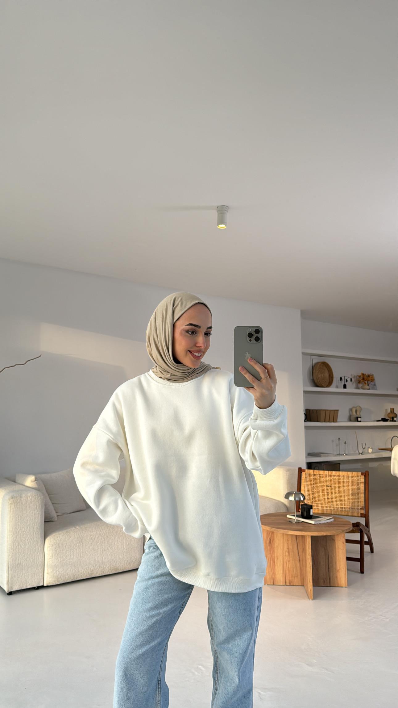 ZR Basıc Sweatshirt Beyaz