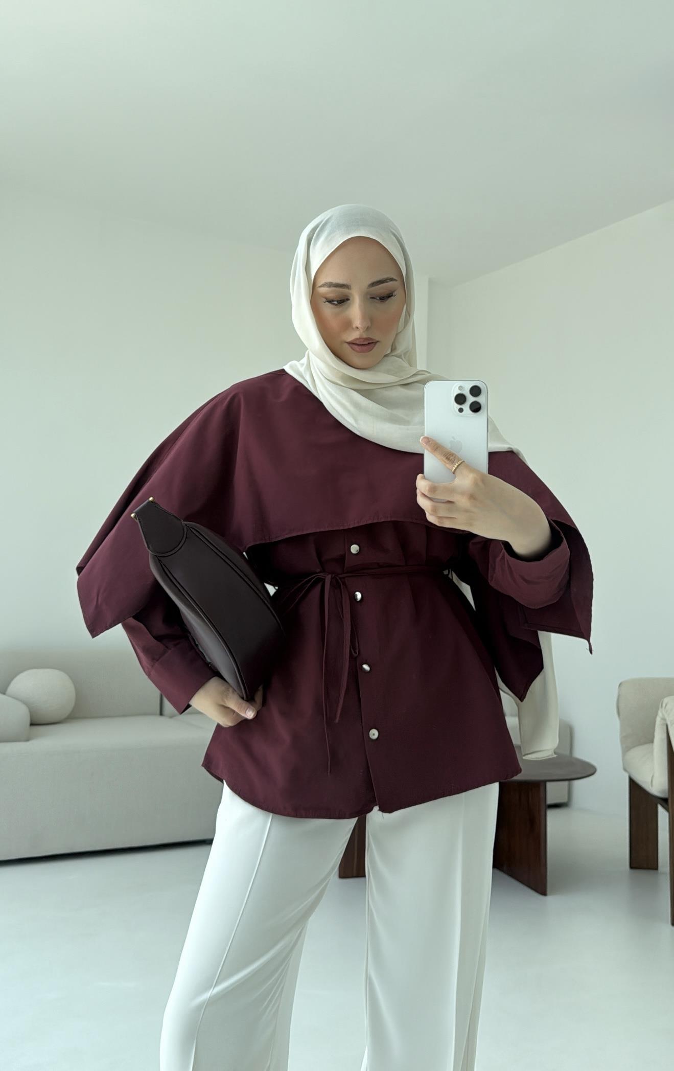 Seyyar Pelerinli Gömlek Bordo