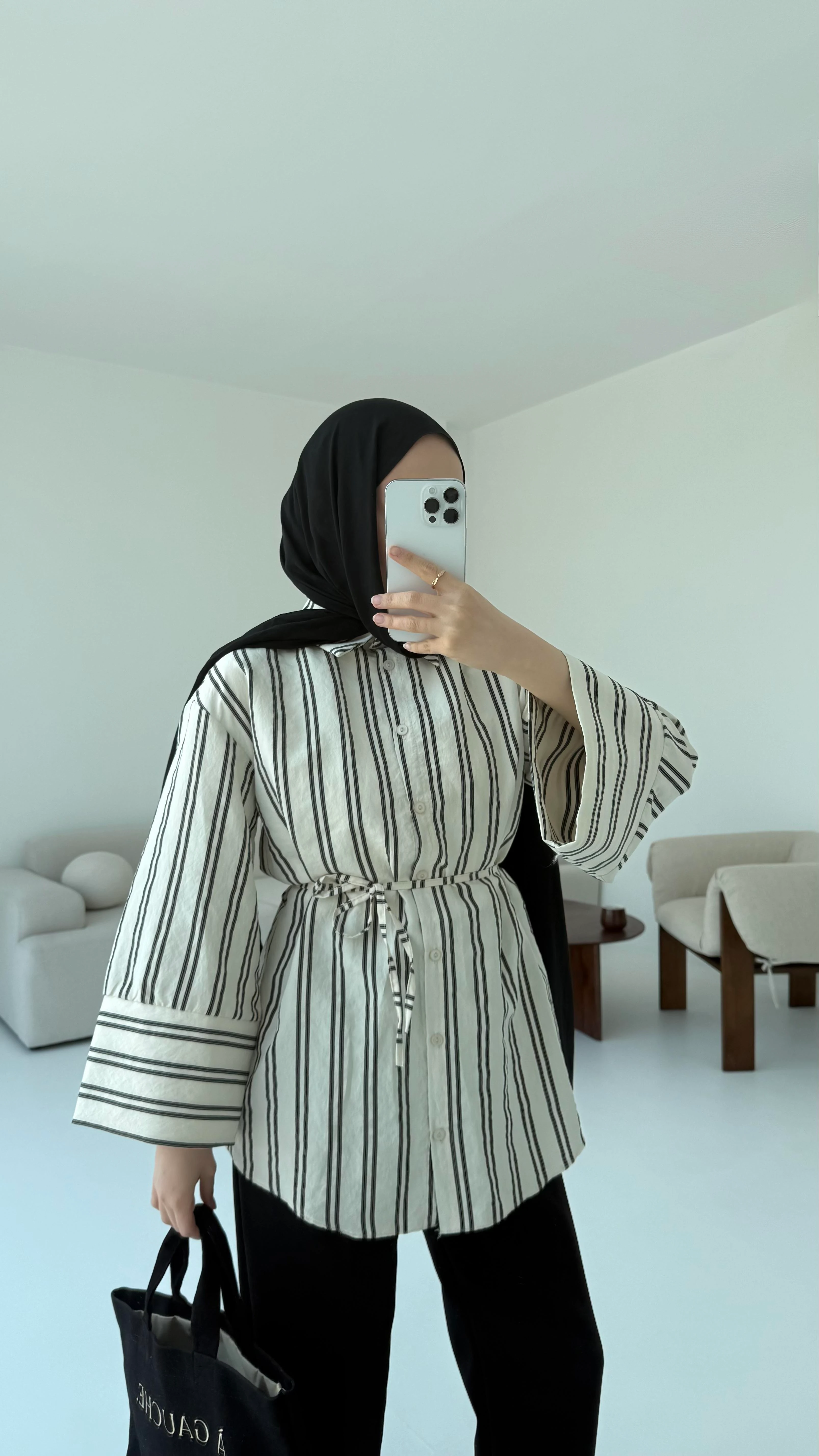 Çizgili Bağlamalı Gömlek