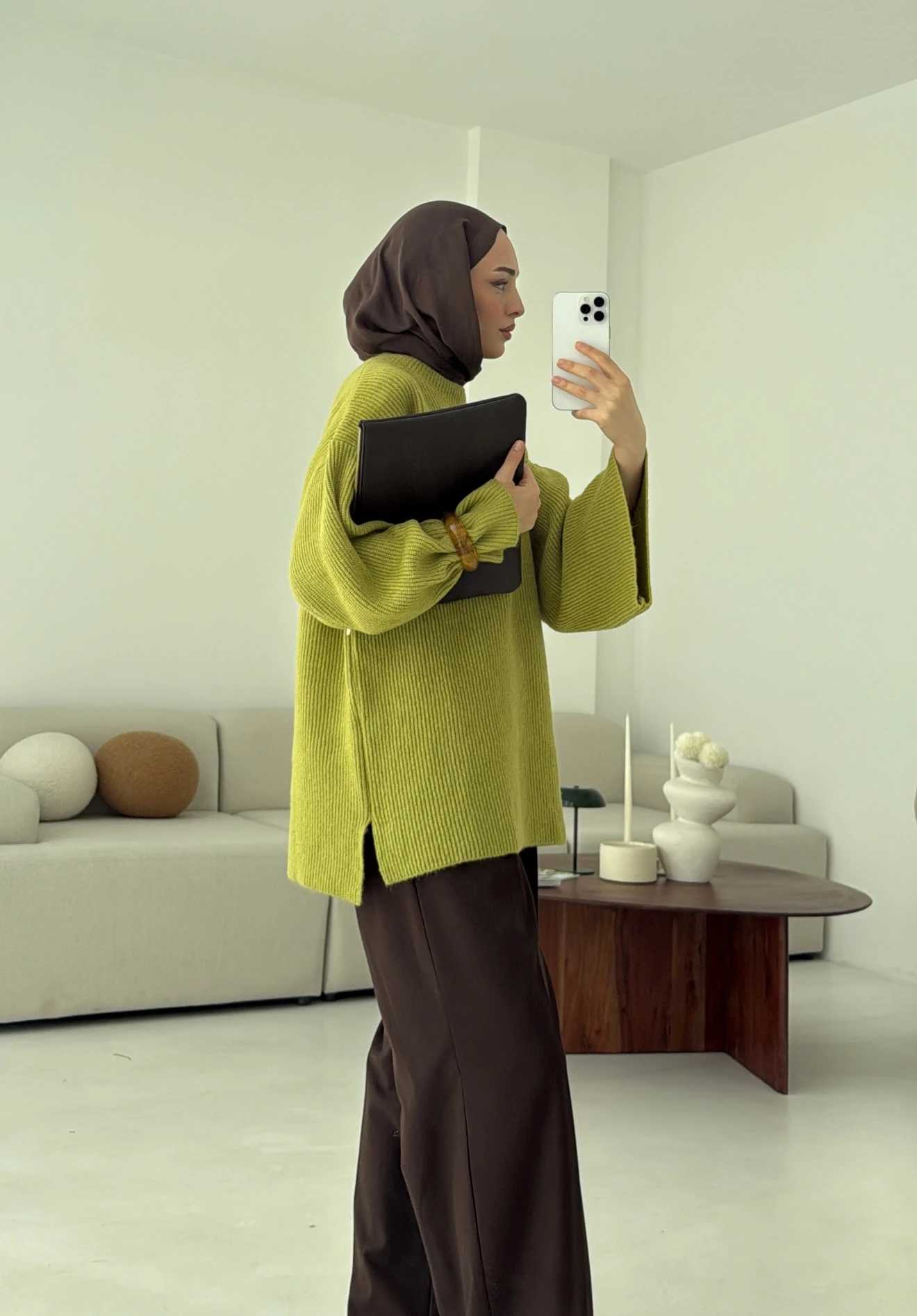  Premium Kalın Fitilli Kazak Olive