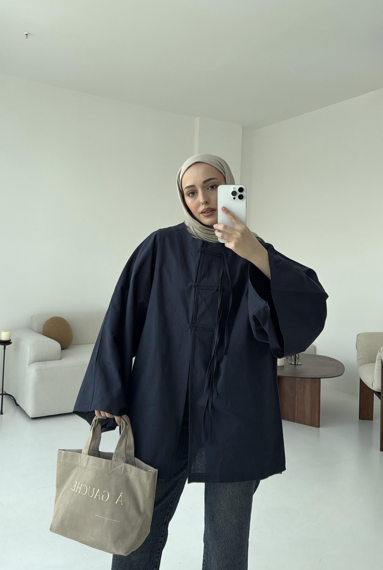 Geniş Kol Kimono Lacivert