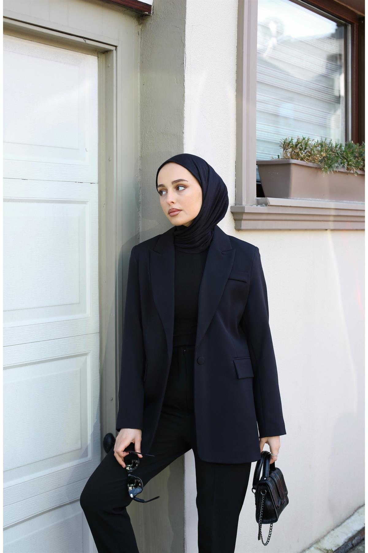 Tek Düğme Siyah Blazer