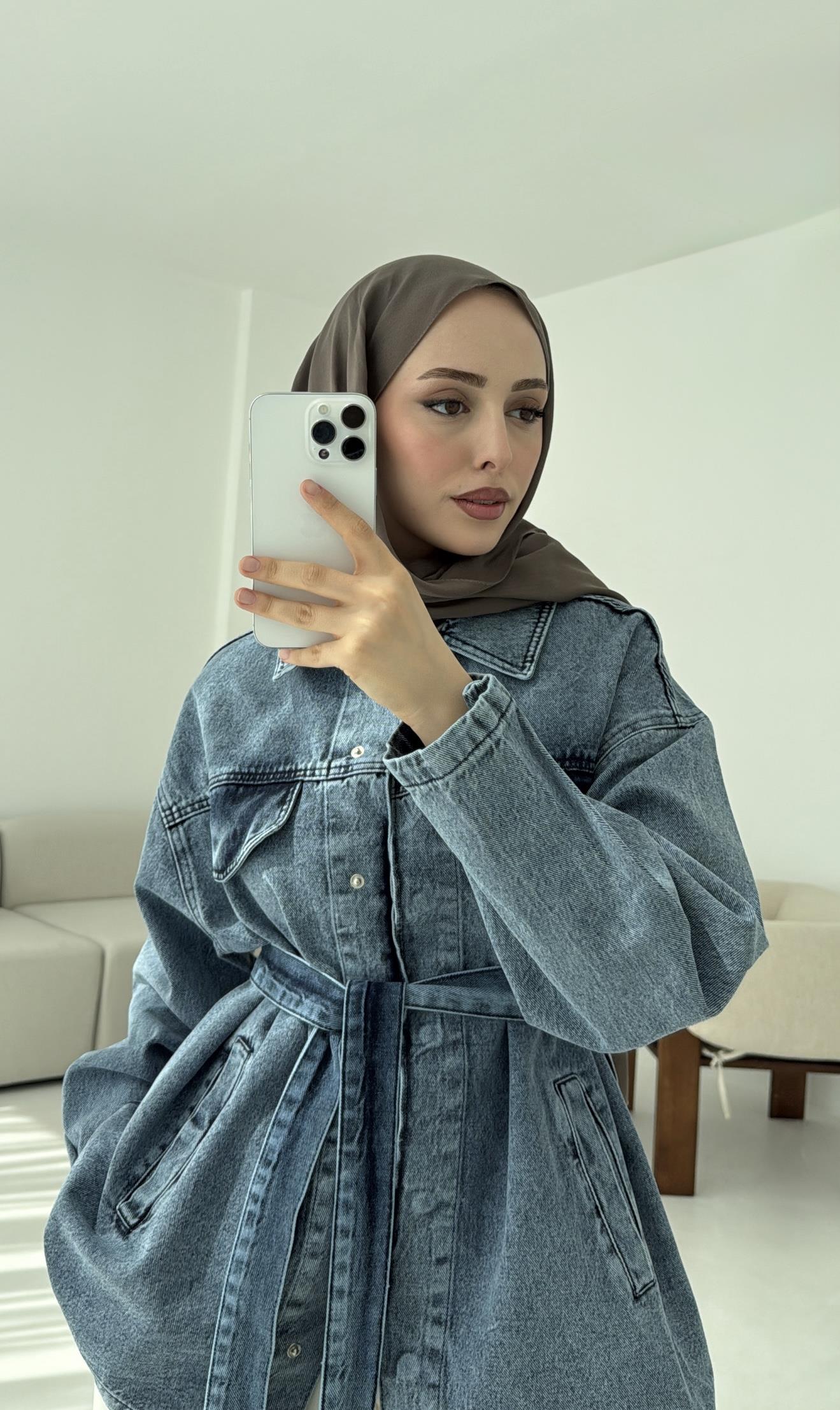 Bağlamalı Denim Ceket