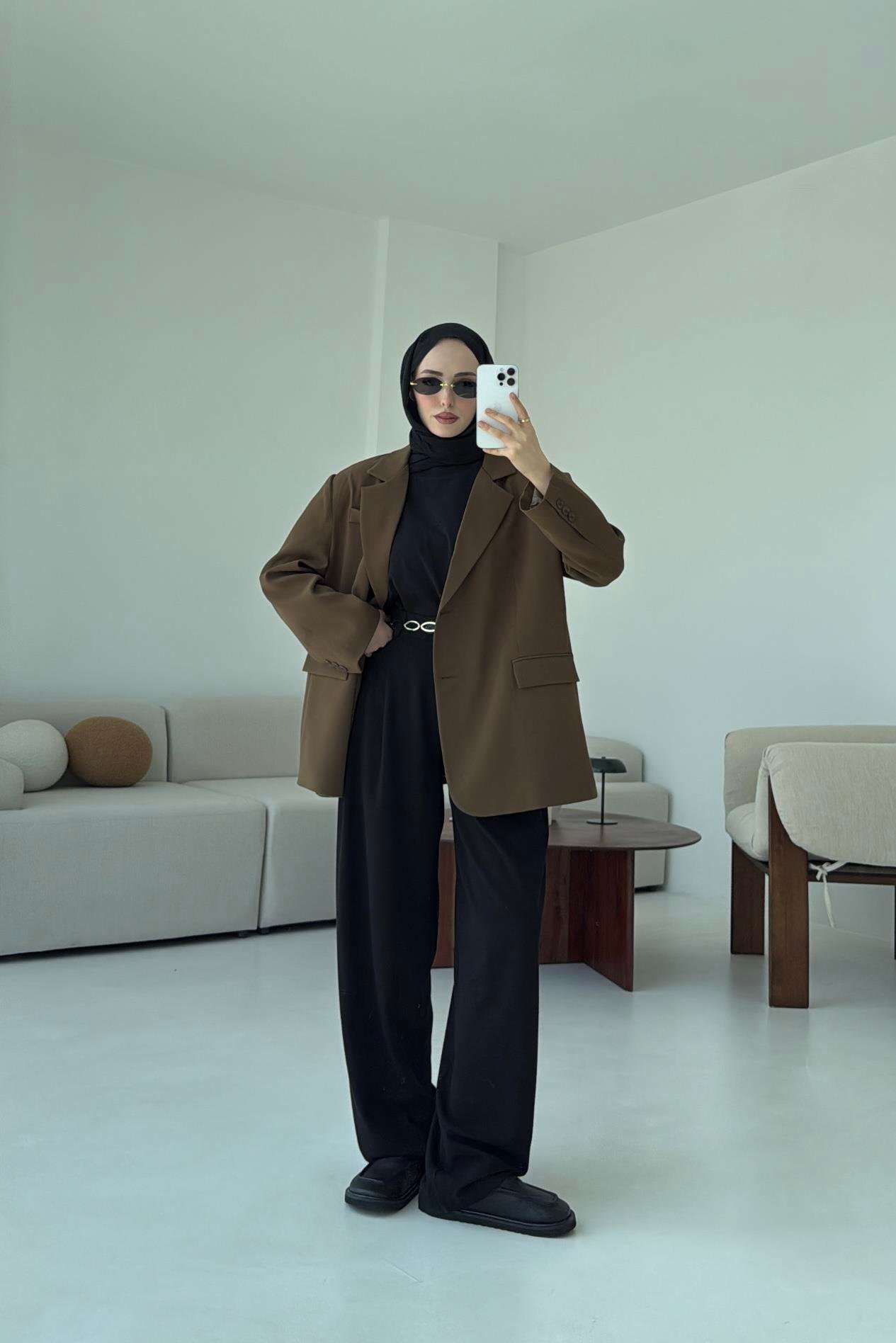 Çift Dügmeli Oversize Blazer Ceket