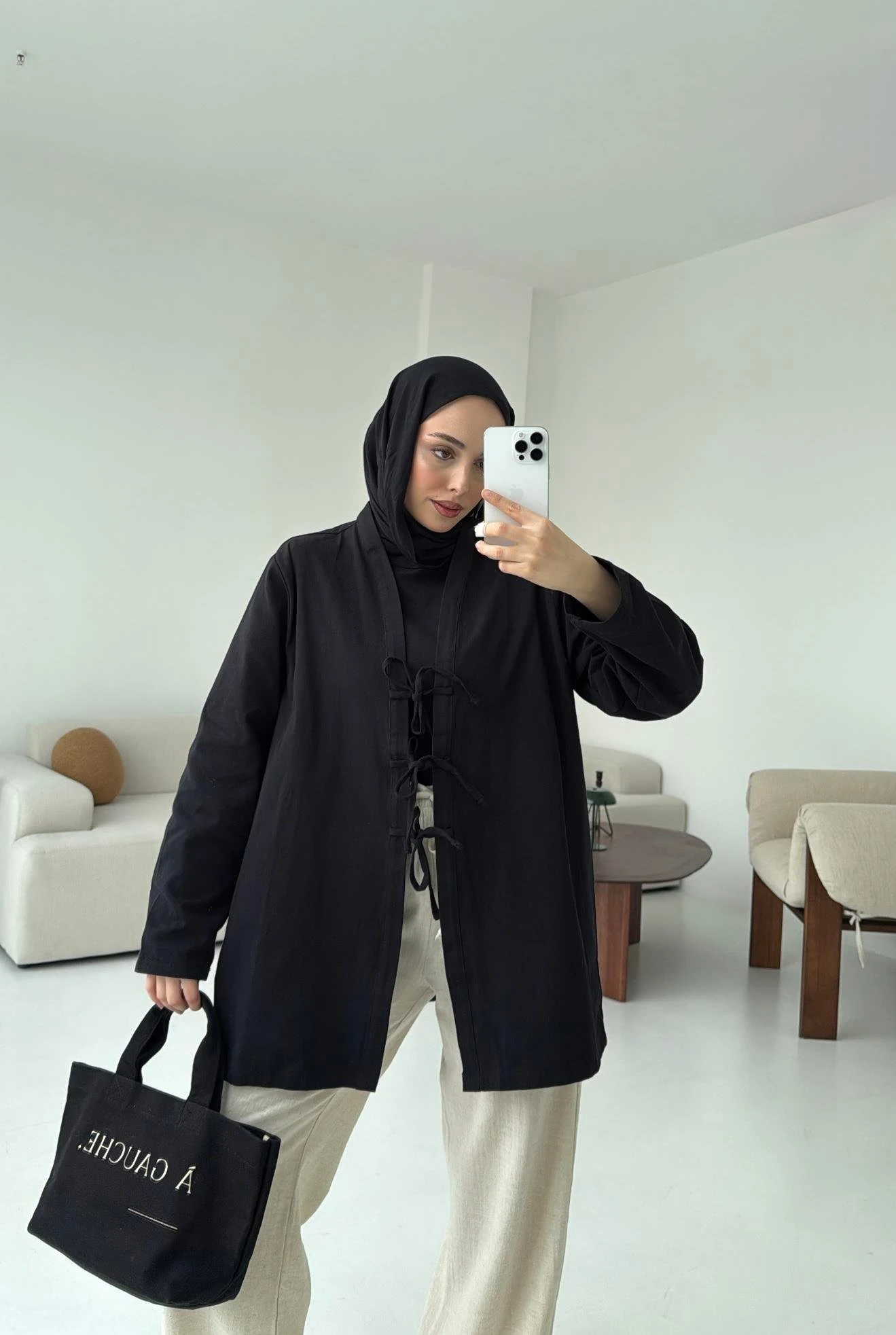 Üç Bağlamalı Kimono Siyah