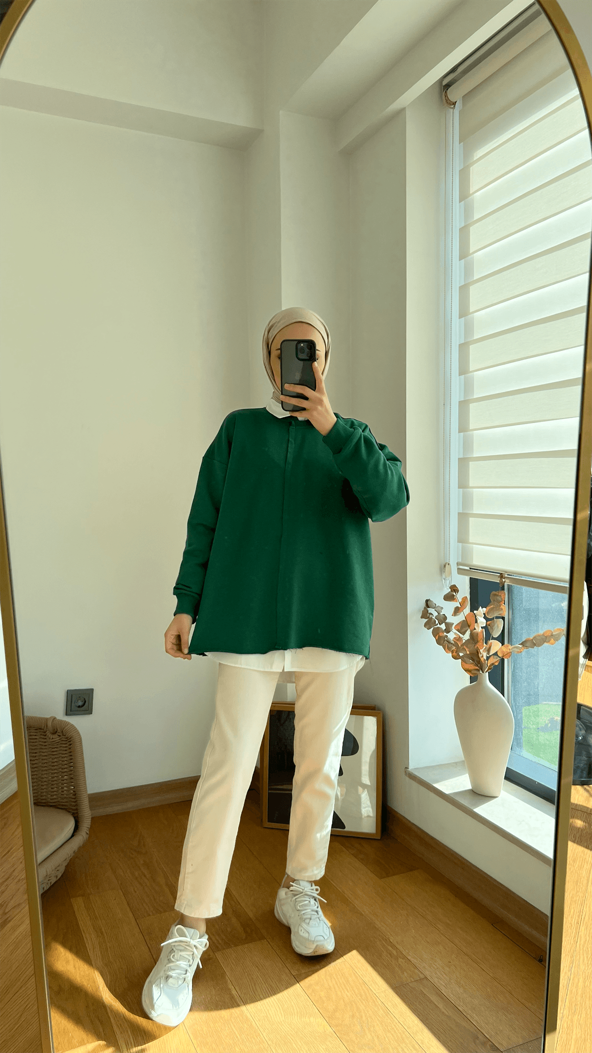 Altı Kesik Detaylı Sweatshirt Yeşil