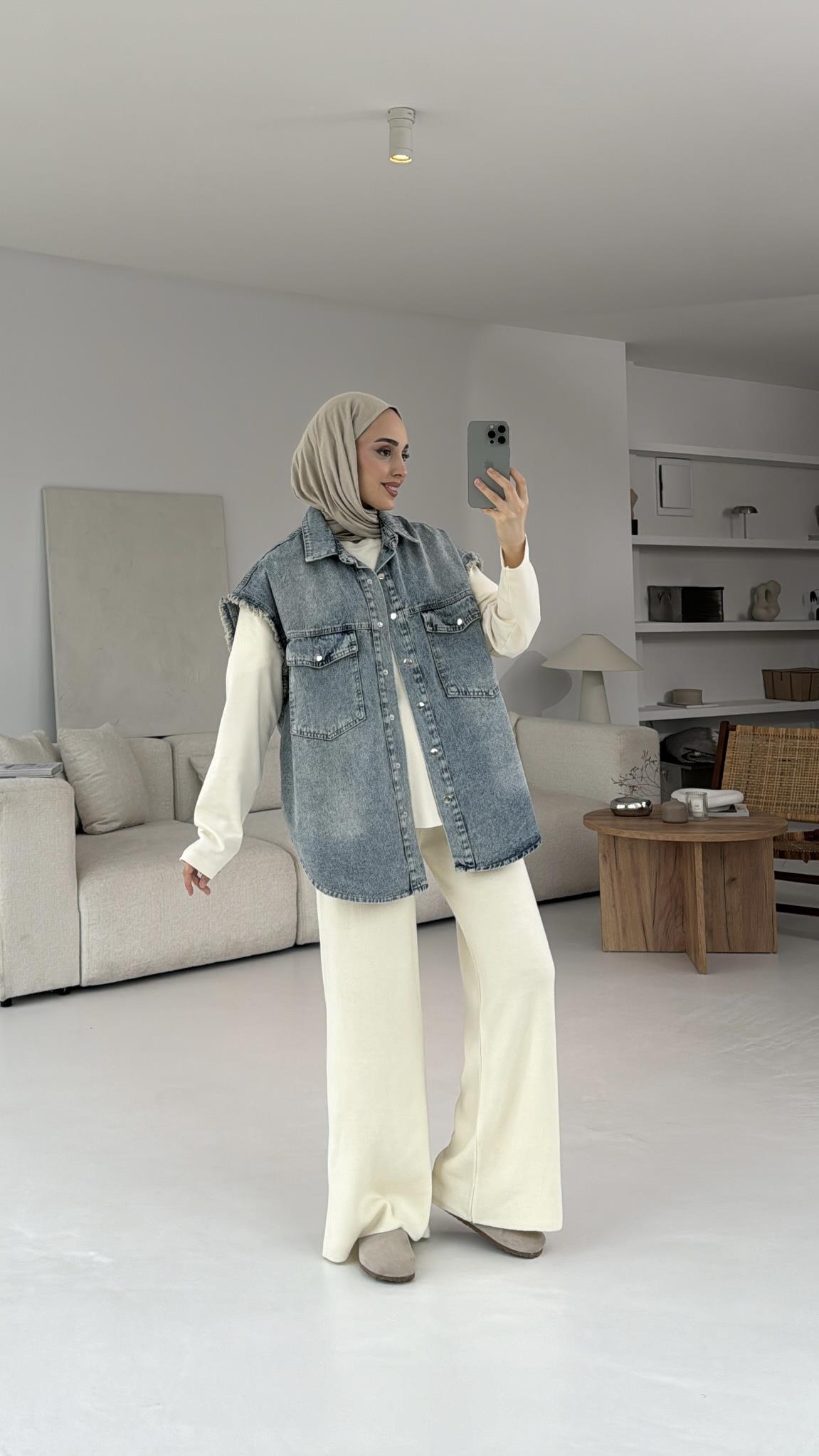 Oversize Denim Yelek