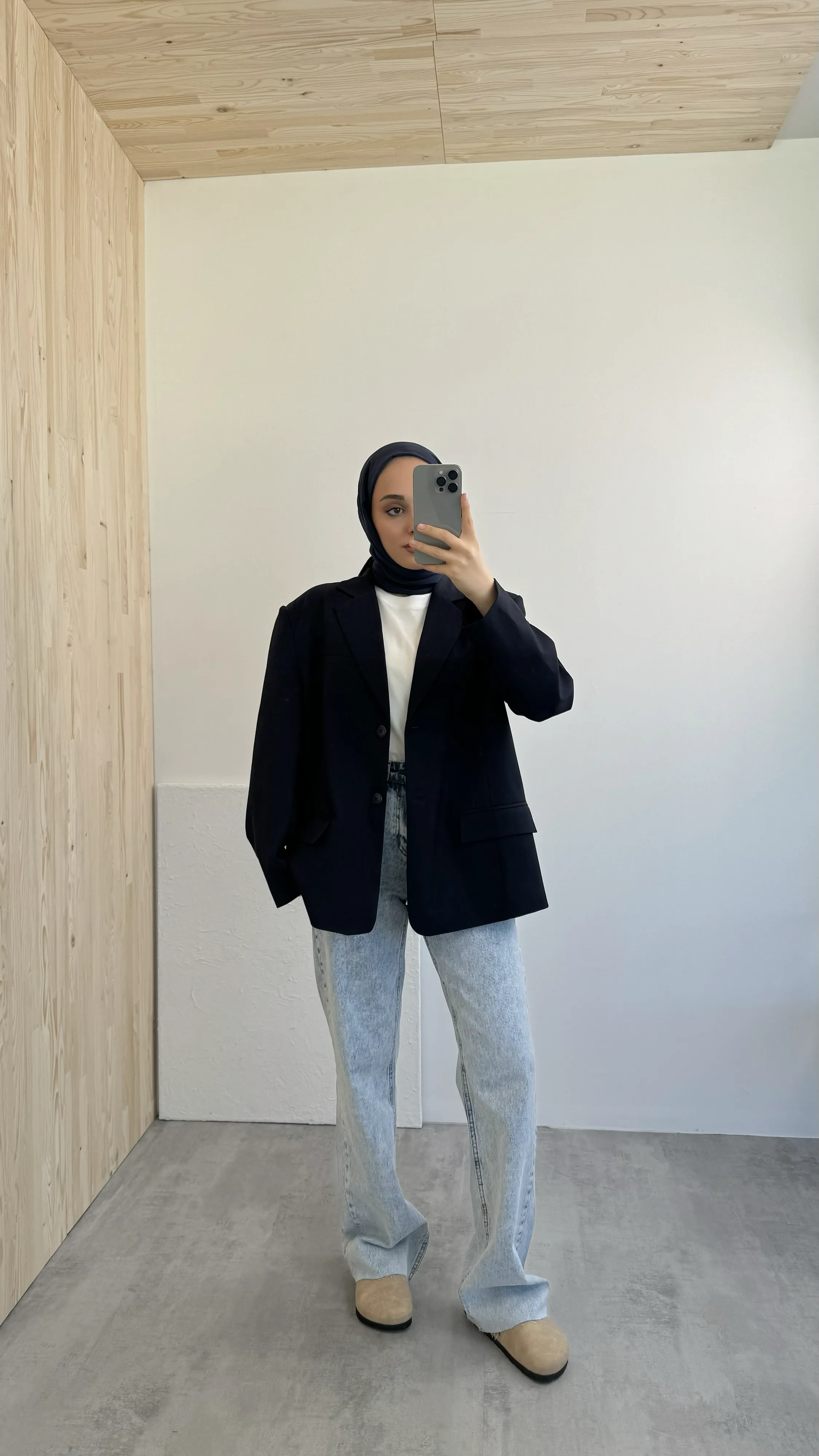 Poliviskon Oversize Kesim Lacivert  Balzer Ceket