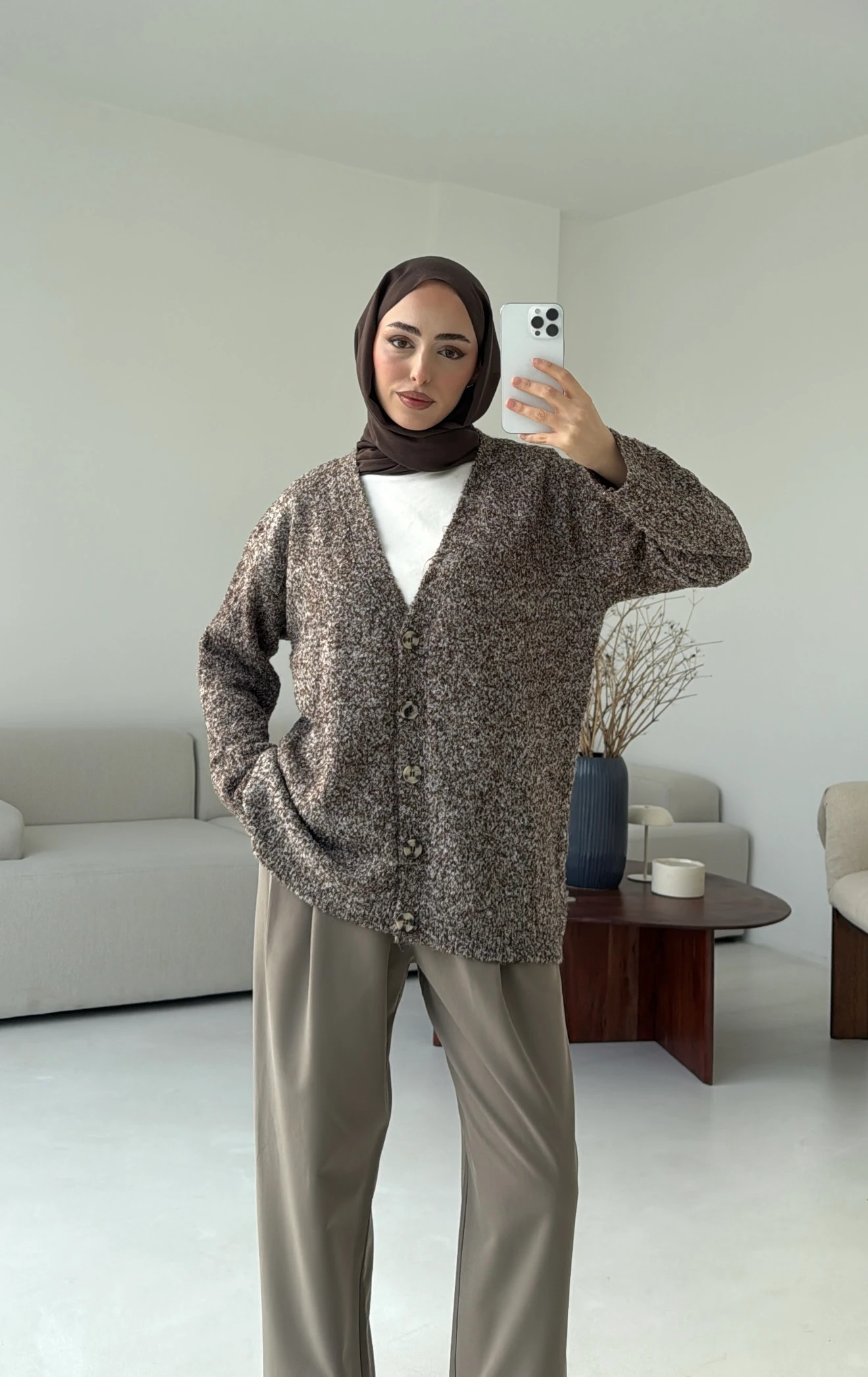 Kahve Benekli Hırka 