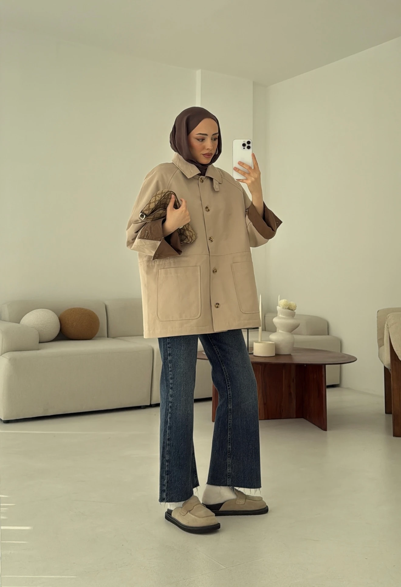 Beli Kordonlu Dolgulu Ceket Bej