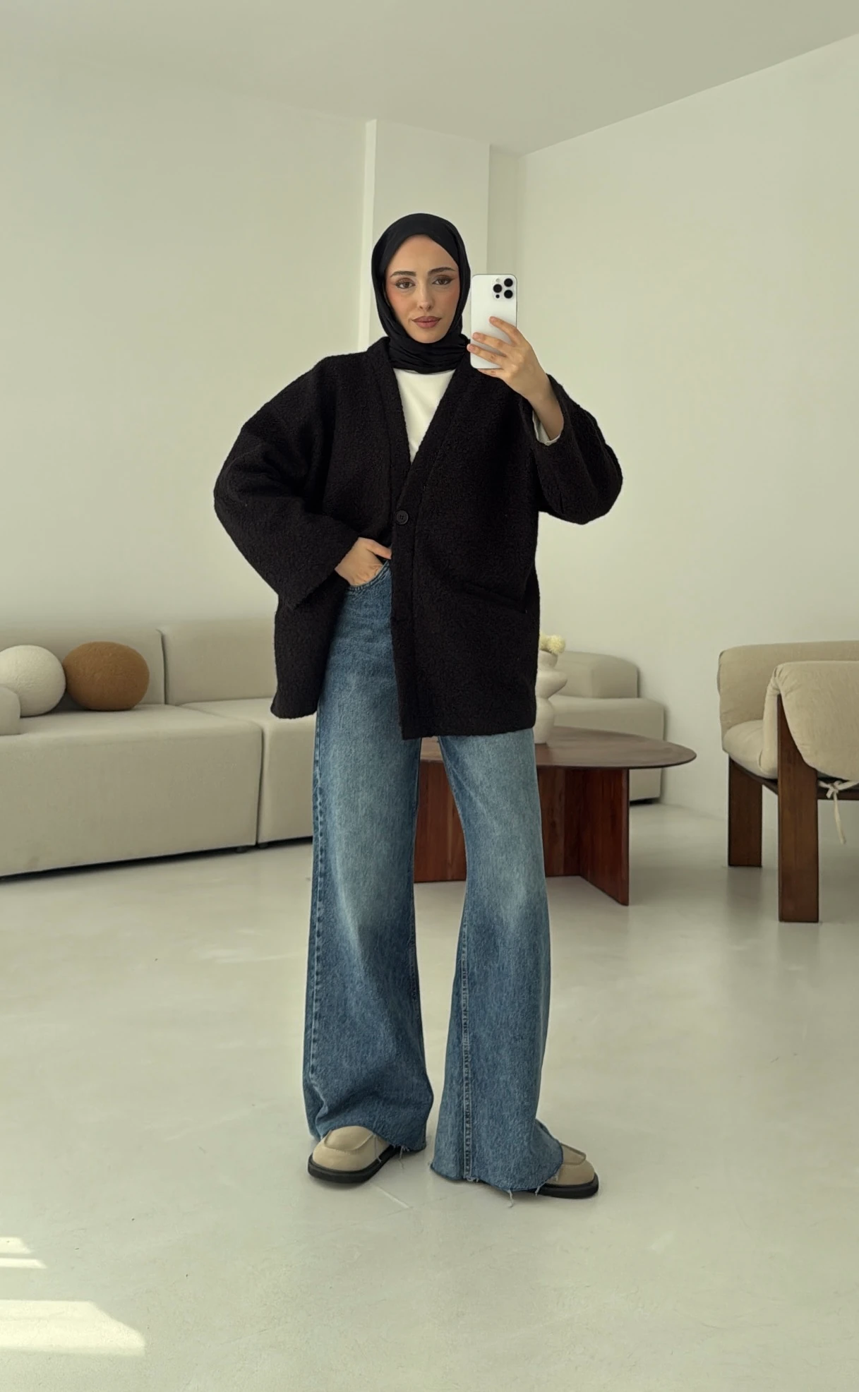 Kemerli Buklet Ceket Siyah