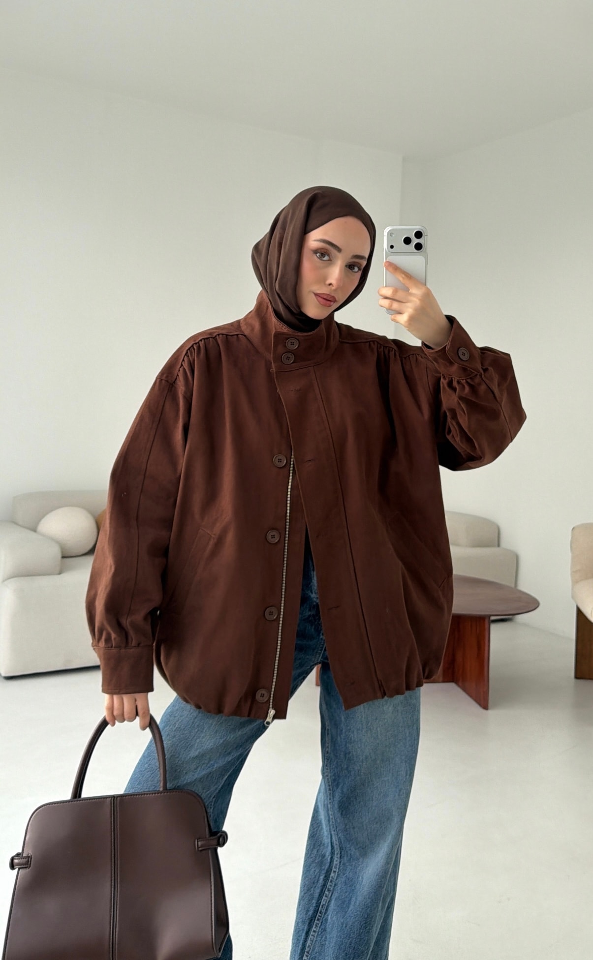 Bomber Gabardin Ceket Kahve