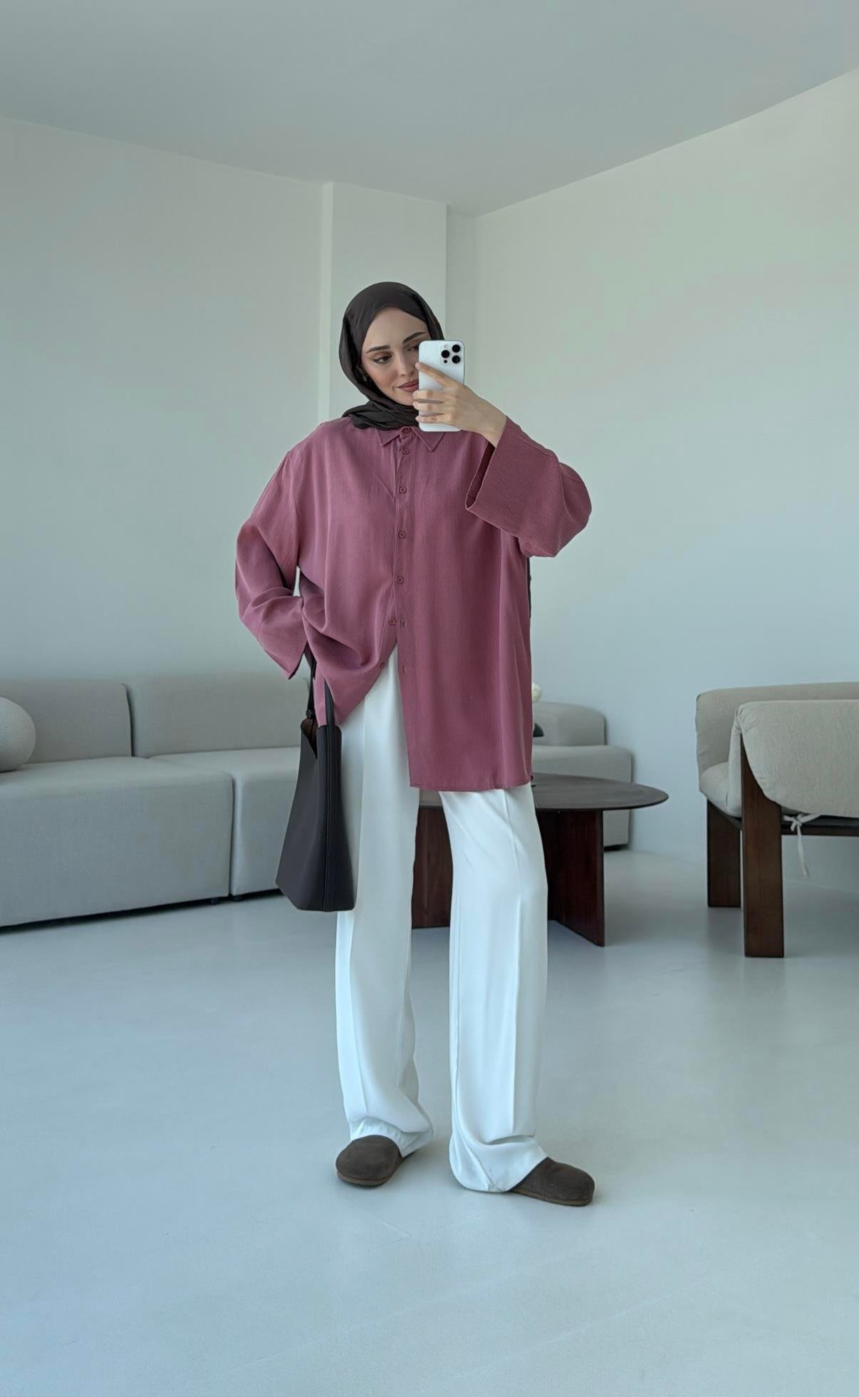 Tencel Yıkamalı Gömlek Gül Kurusu
