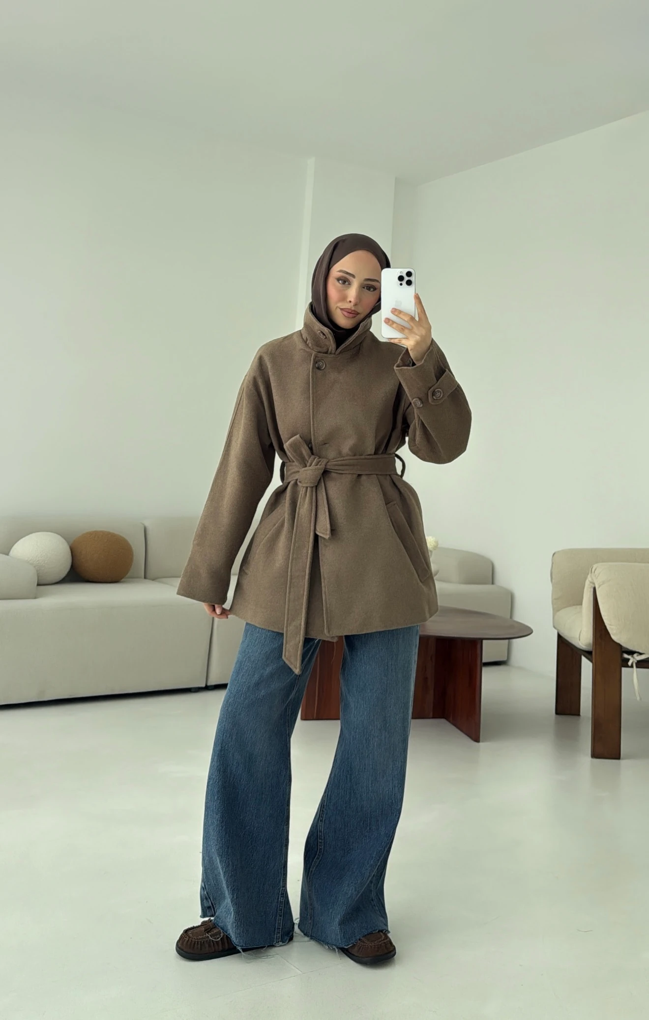 Sütlü Kahve Orta Boy Kaşe Kaban