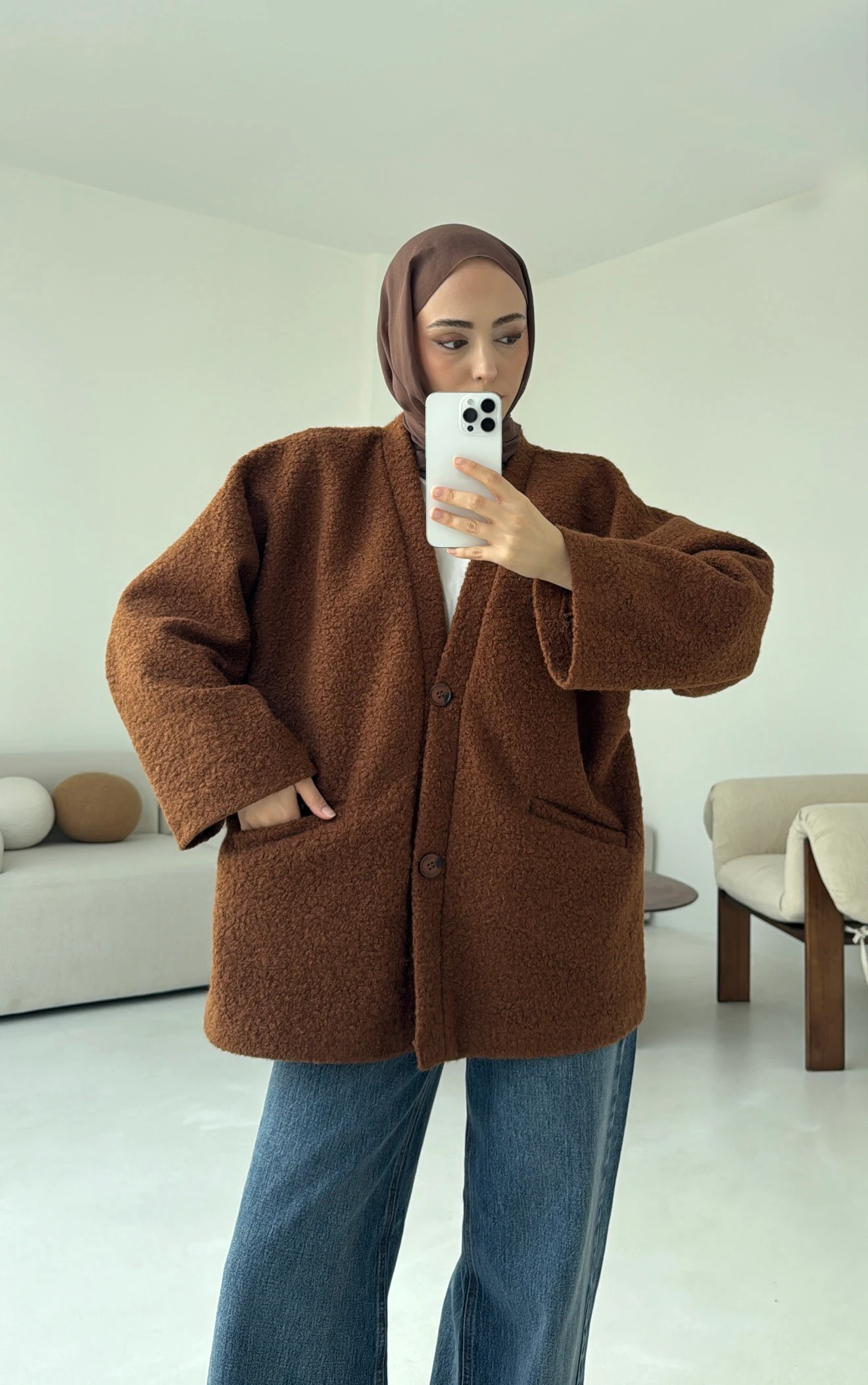 Kemerli Buklet Ceket Kiremit