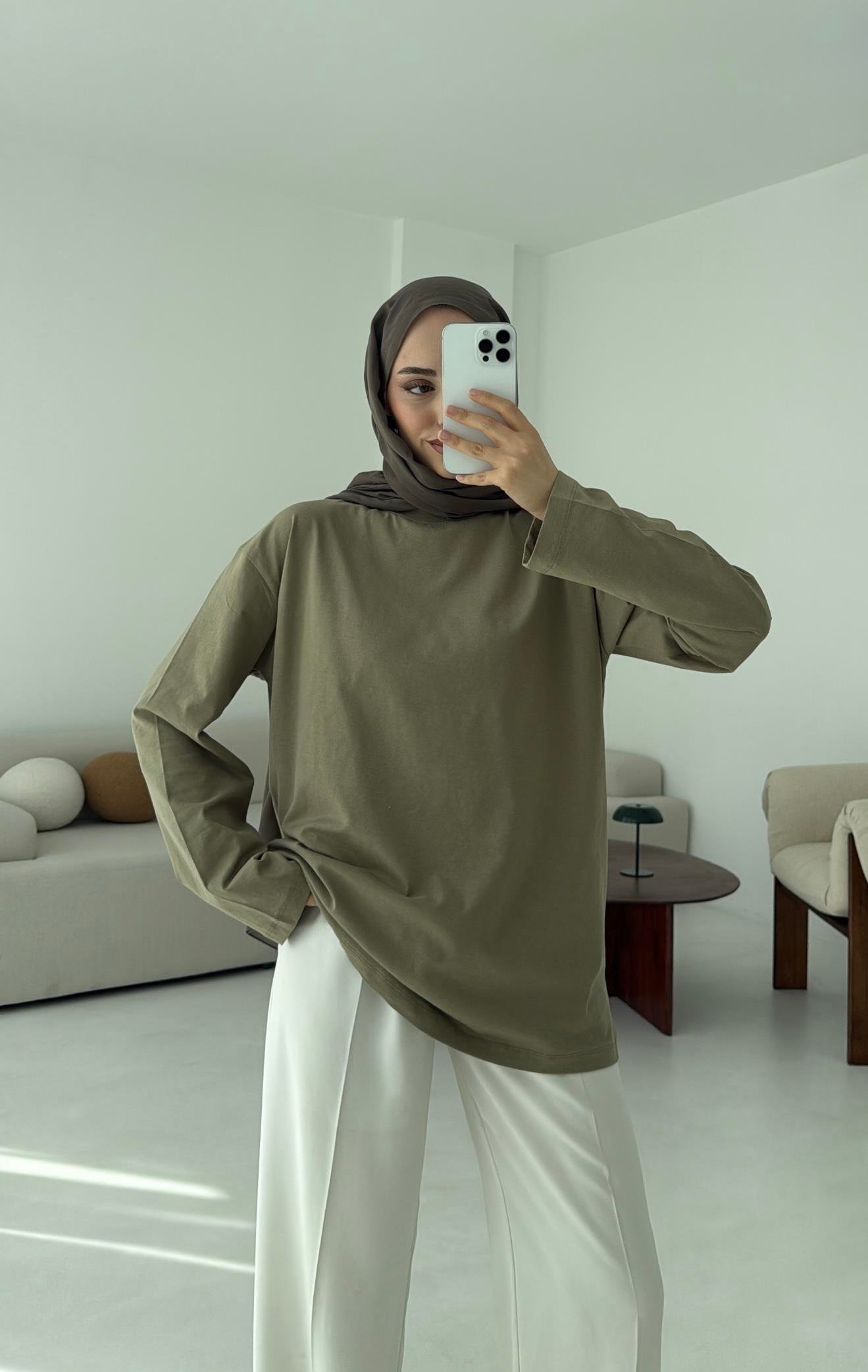 Basıc Sweatshirt Haki