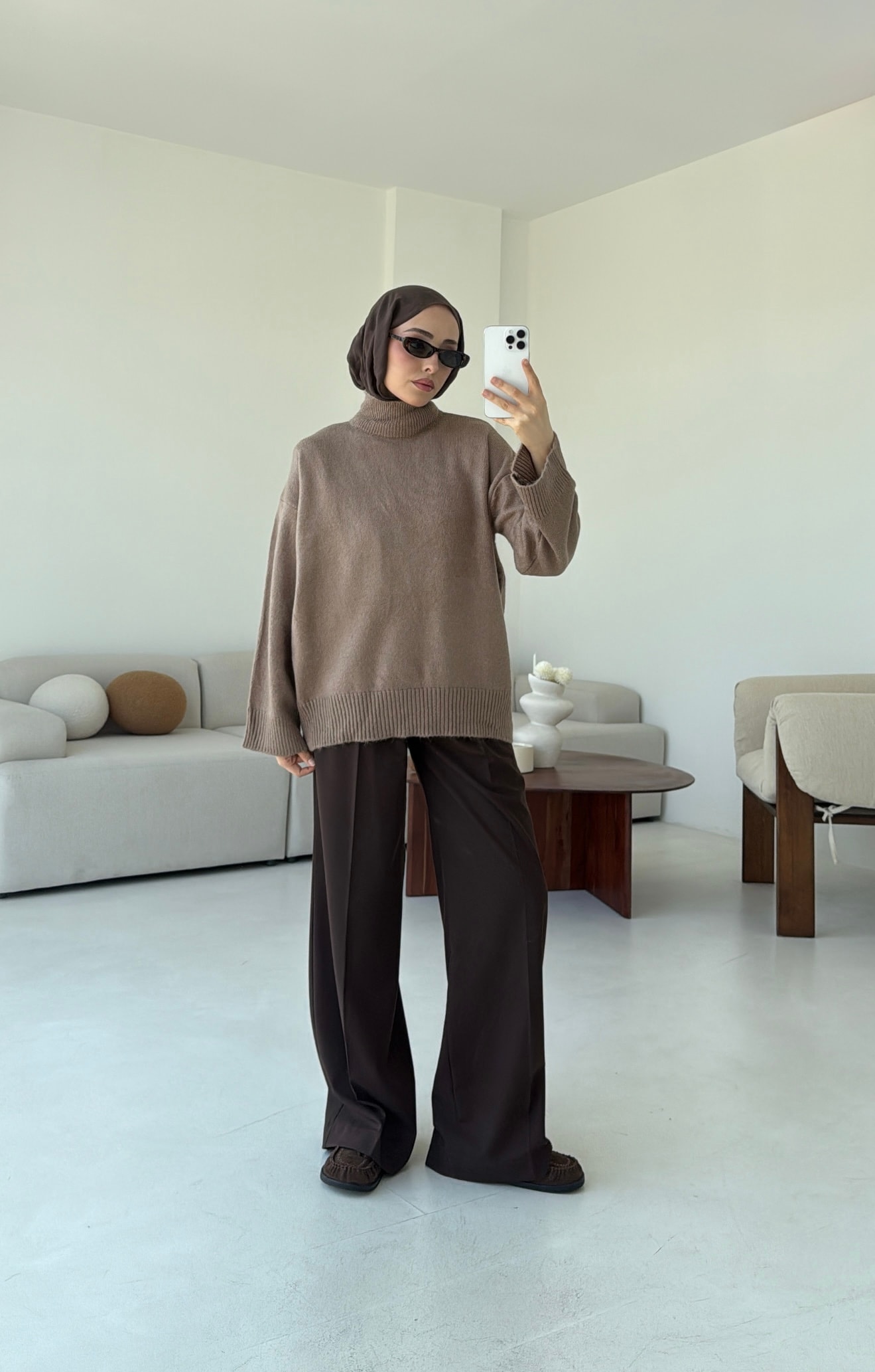 Yarım Yaka Triko Kazak Vizon