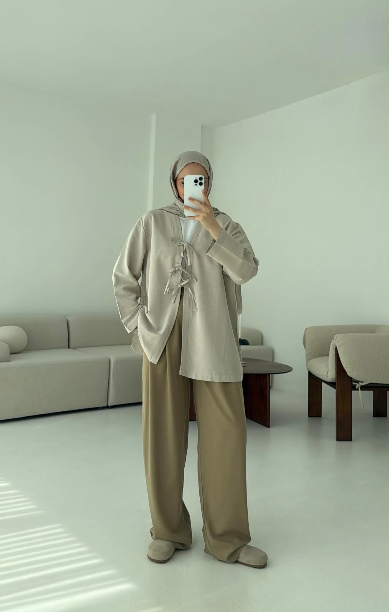 Keten Üç Bağlamalı Kimono Taş