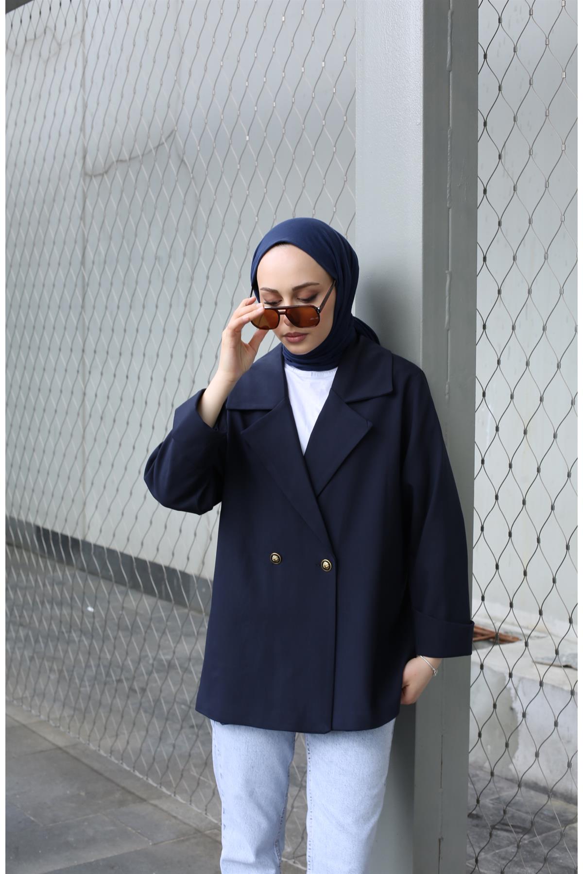 Double Kol Blazer Ceket Lacivert