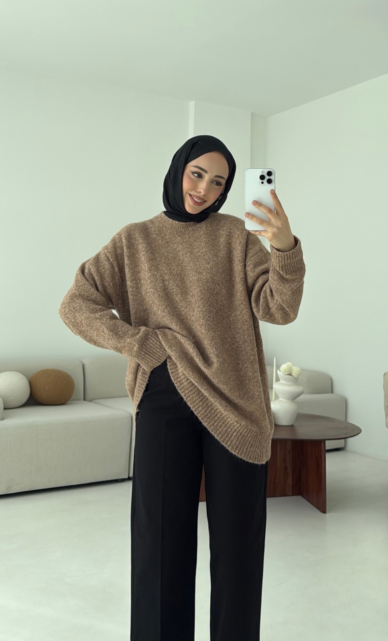 Düz Triko Kazak Camel