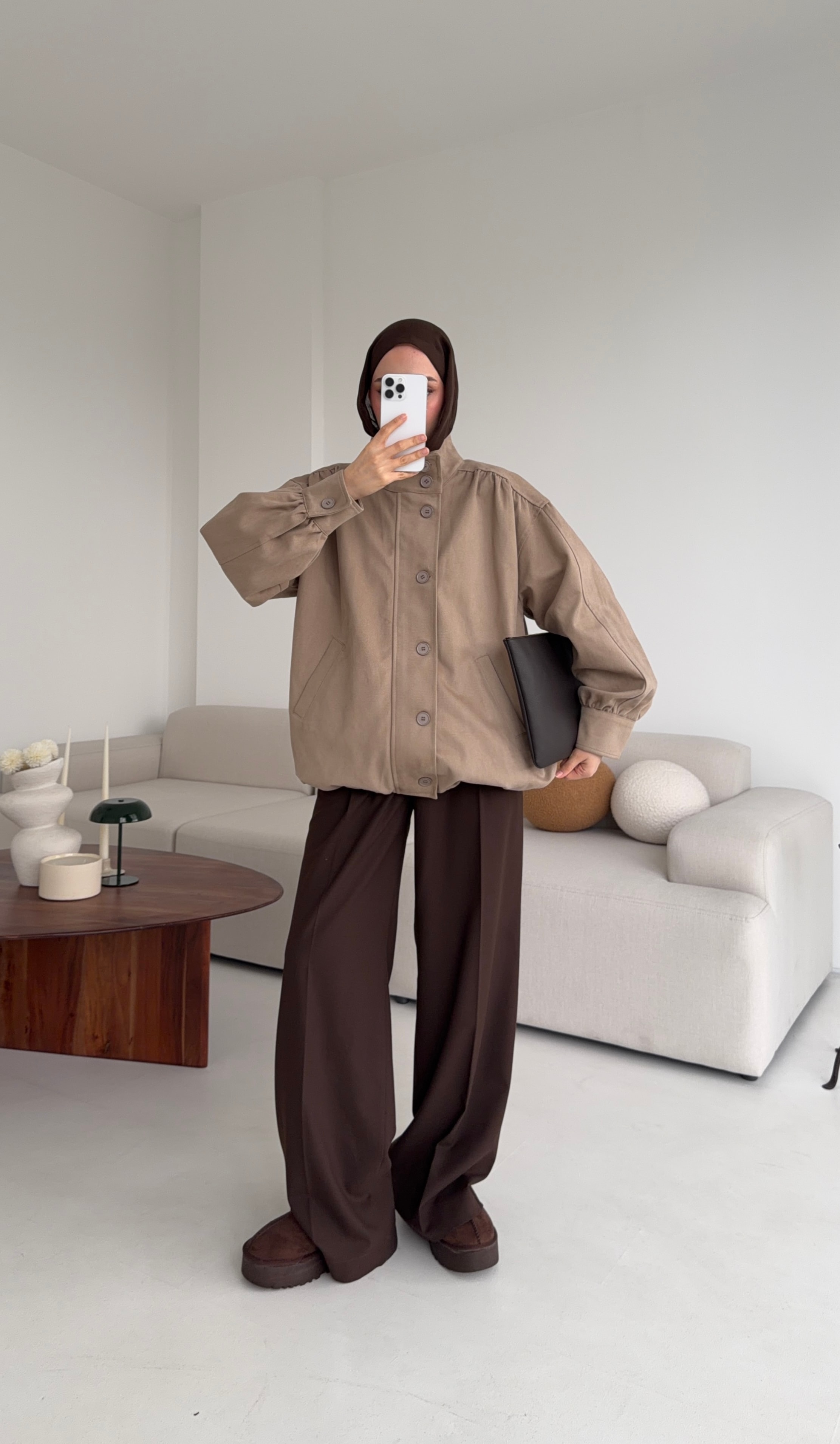 Bomber Gabardin Ceket Bej