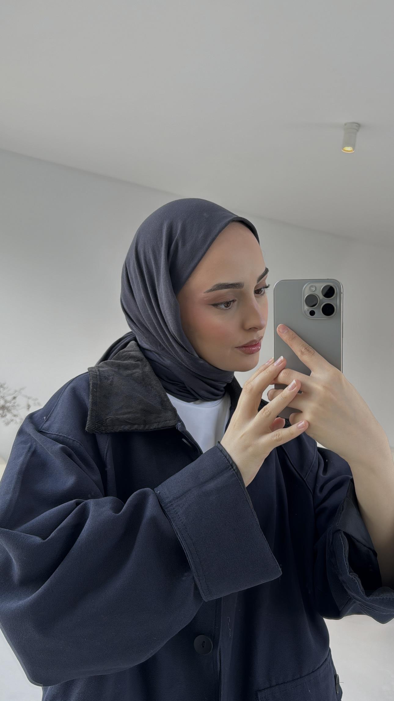 Kadife Yaka Astarlı Parka Lacivert