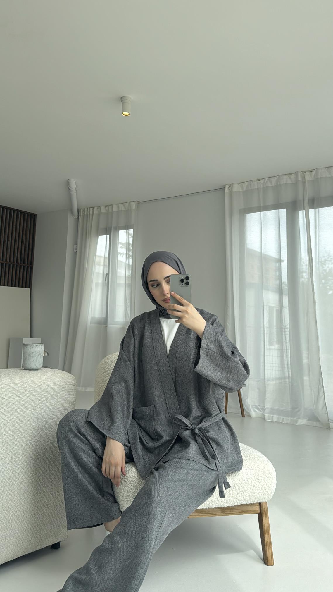 Tek Cepli Mevsimlik Takım Koyu Gri