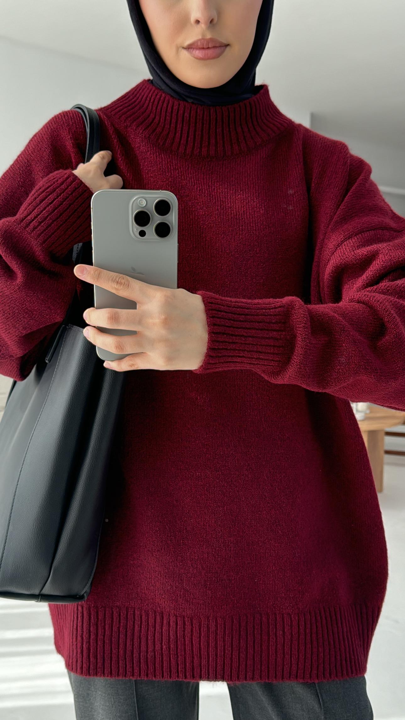 Yumuşak Triko Kazak Bordo