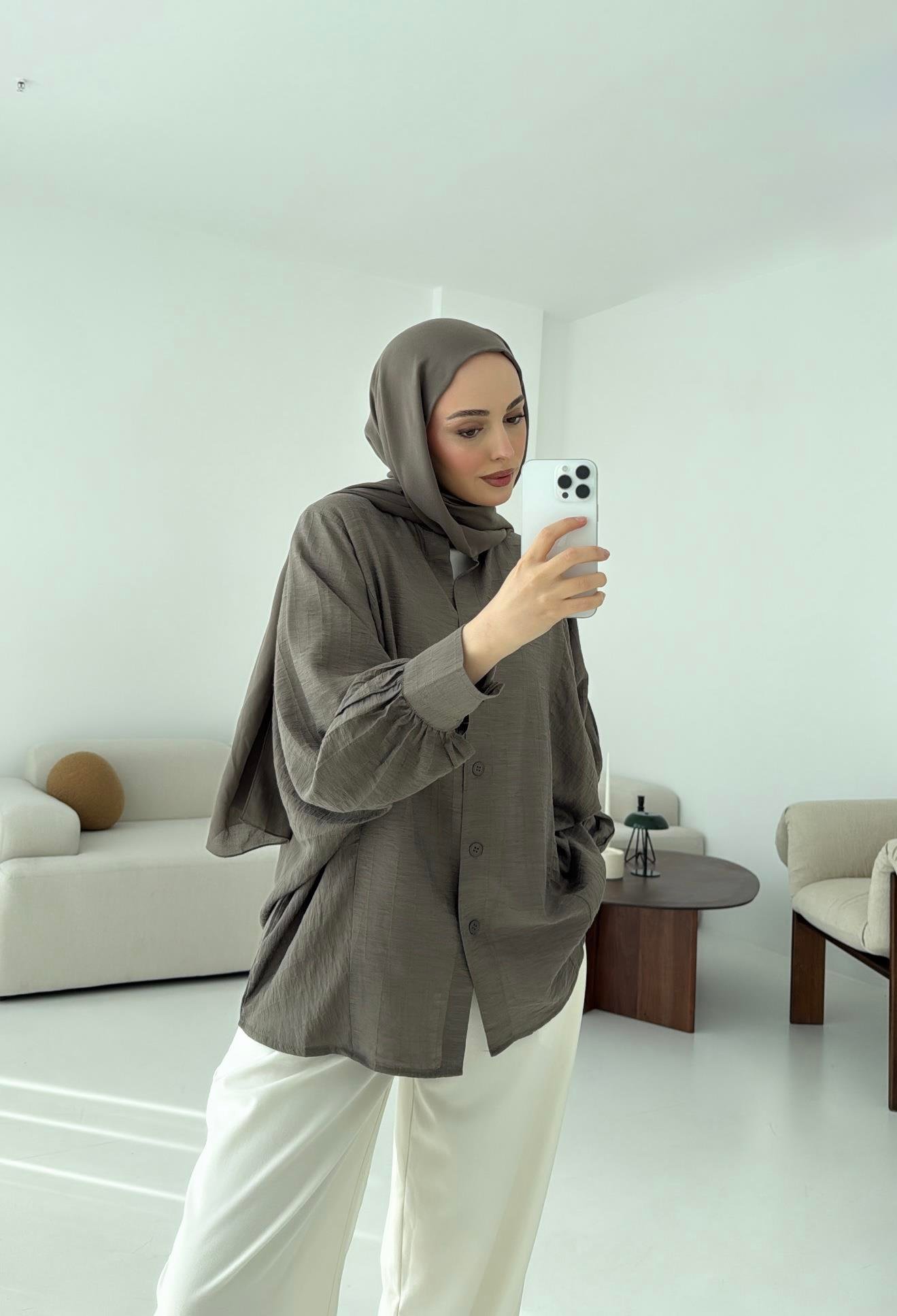 Oversize Premium Gömlek Haki