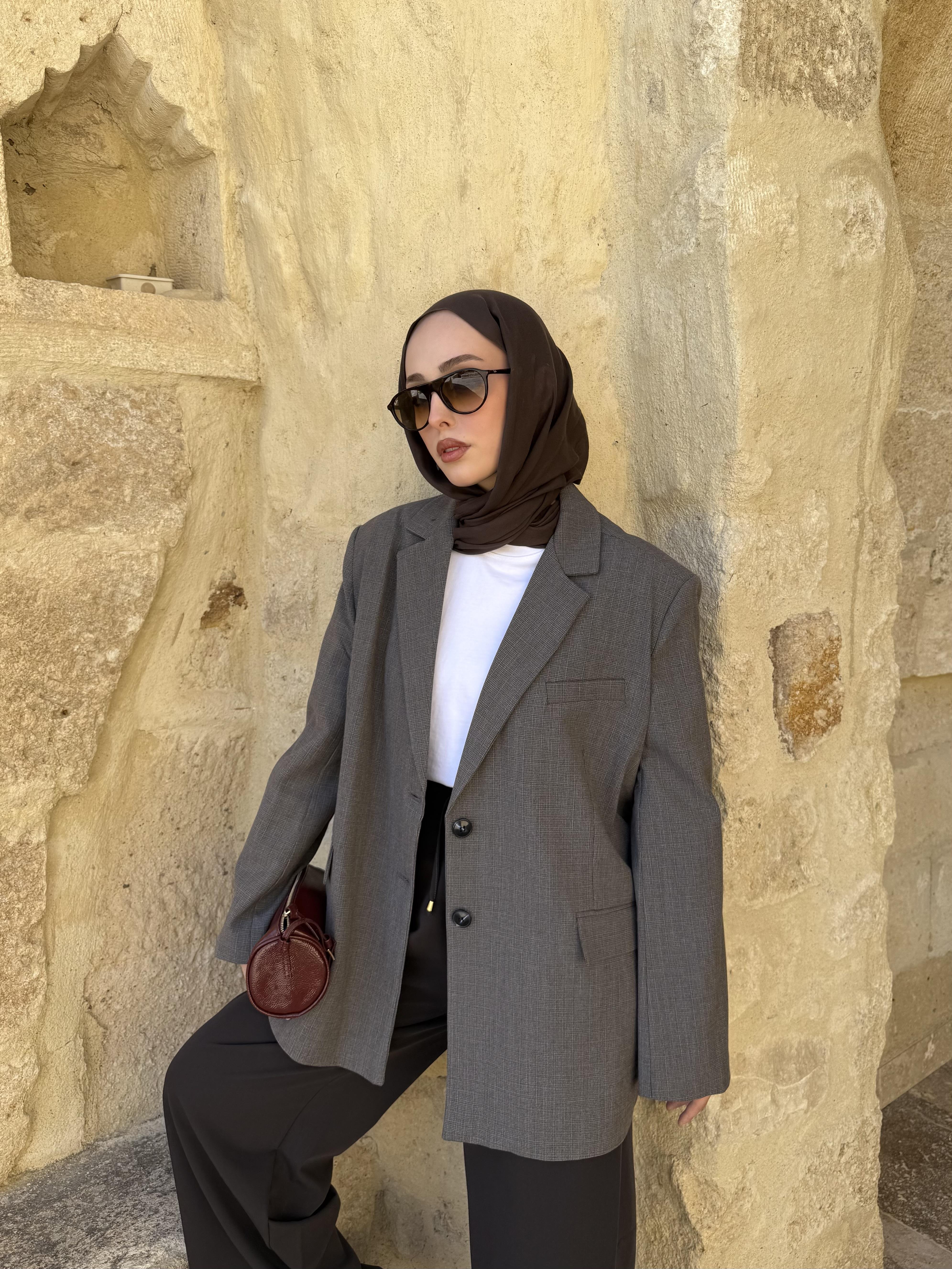 Gri Oversize Blazer Ceket