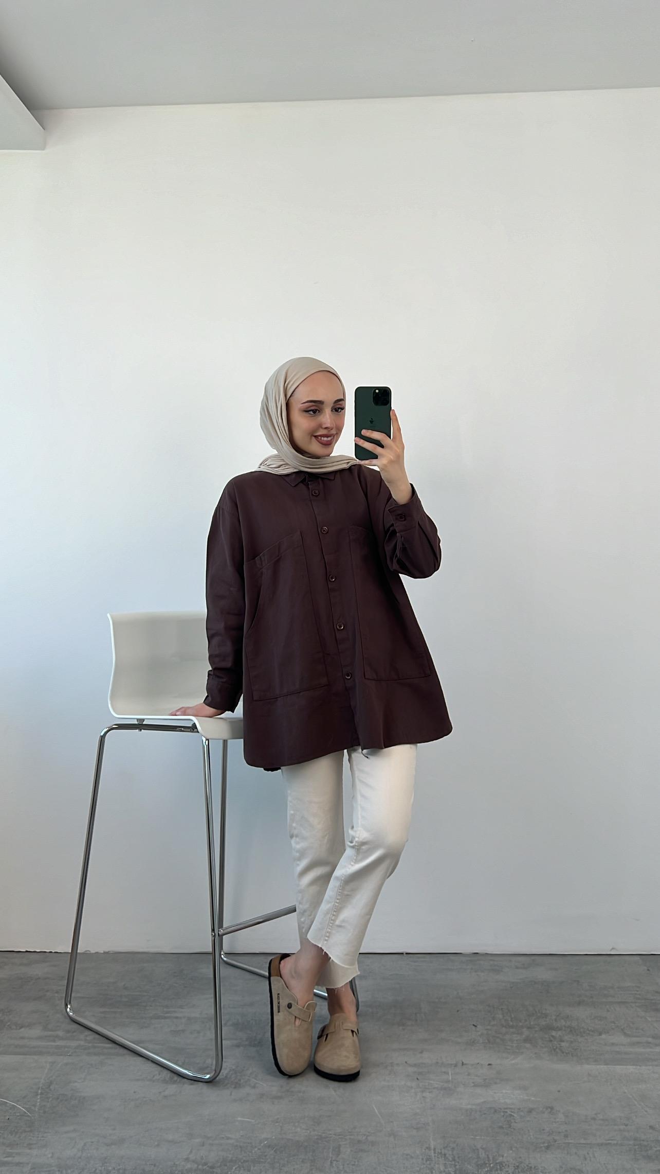 Gabardin İnce Yazlık Ceket Kahve