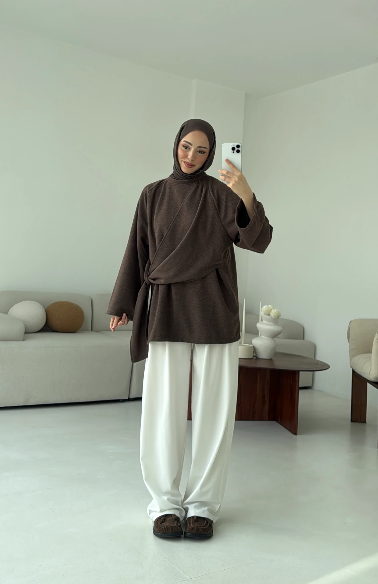 Yandan Şallı Tunik Kahve