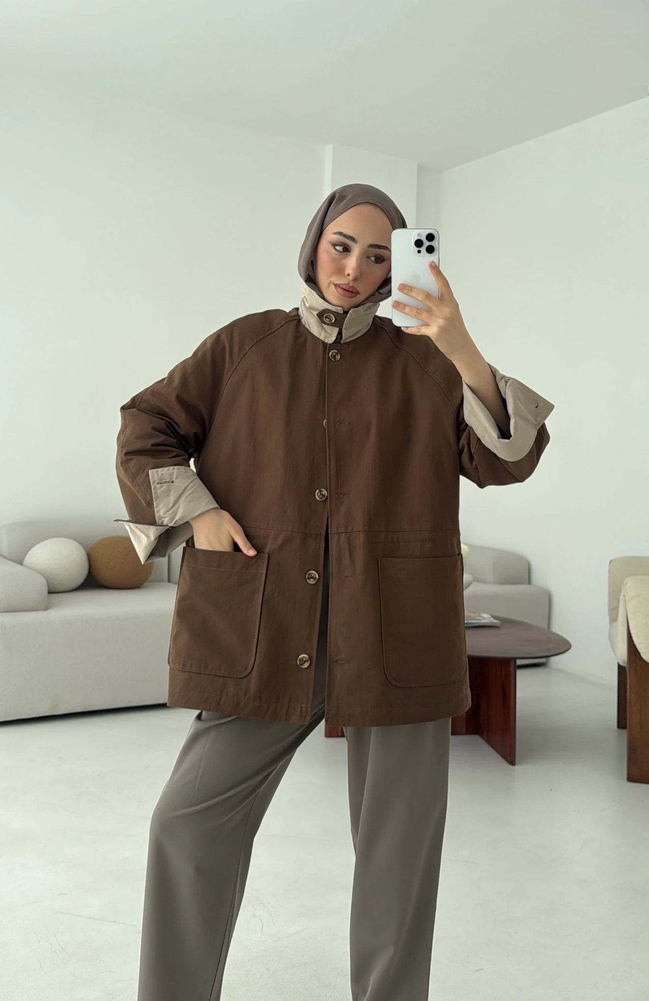 Beli Kordonlu Dolgulu Ceket Kahve